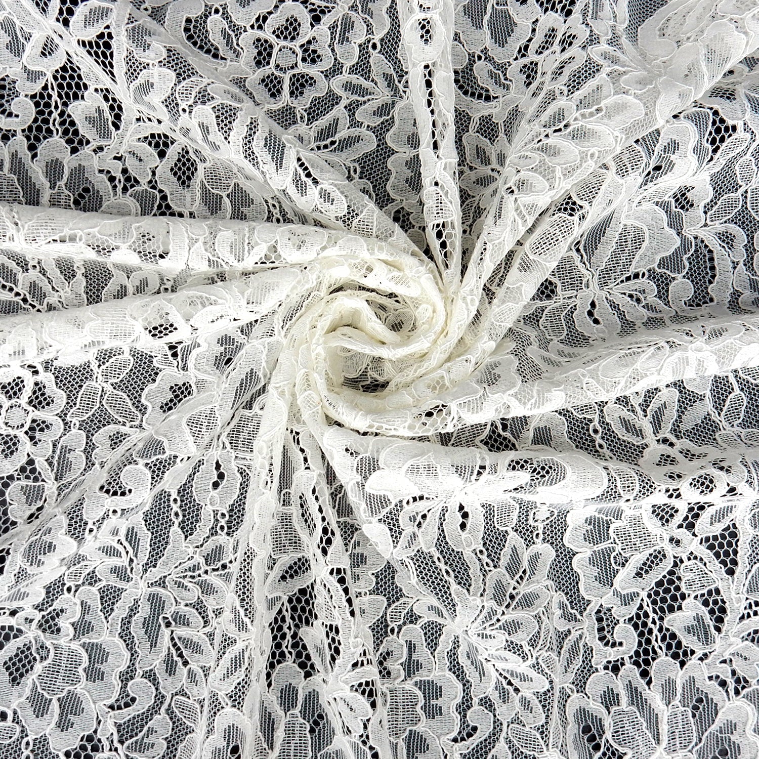 Double Scalloped Eyelash Border Klauber Lace Fabric 4000 Off White