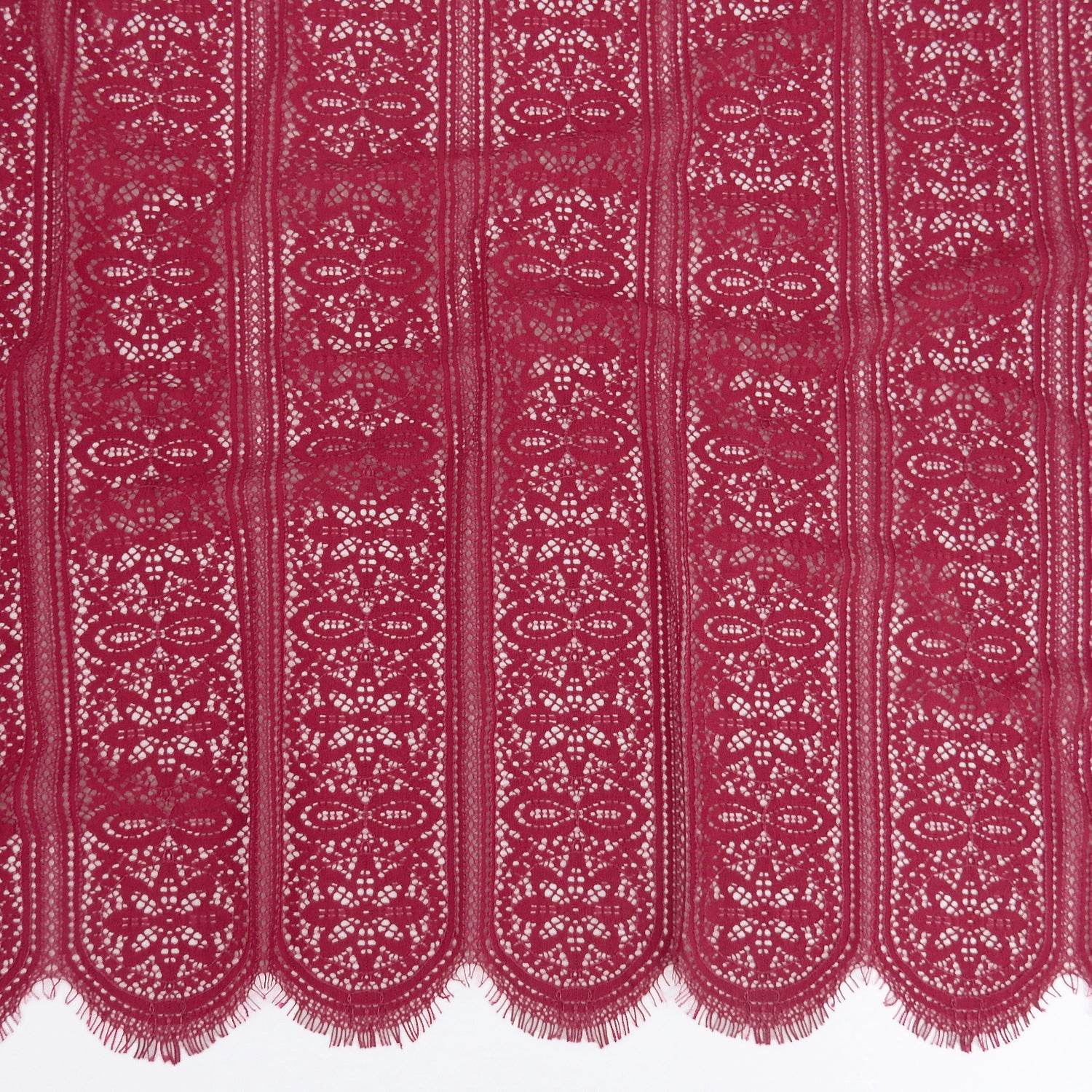 Double Scalloped Eyelash Border Klauber Lace Fabric 4026 Red Bug