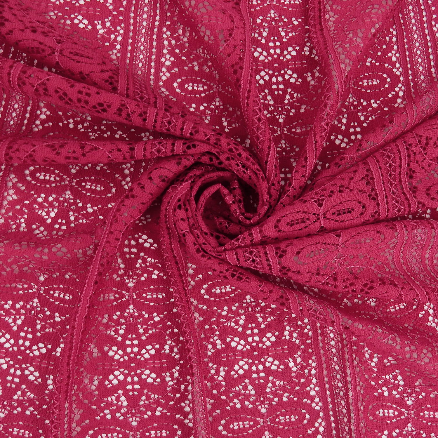 Double Scalloped Eyelash Border Klauber Lace Fabric 4026 Red Bug