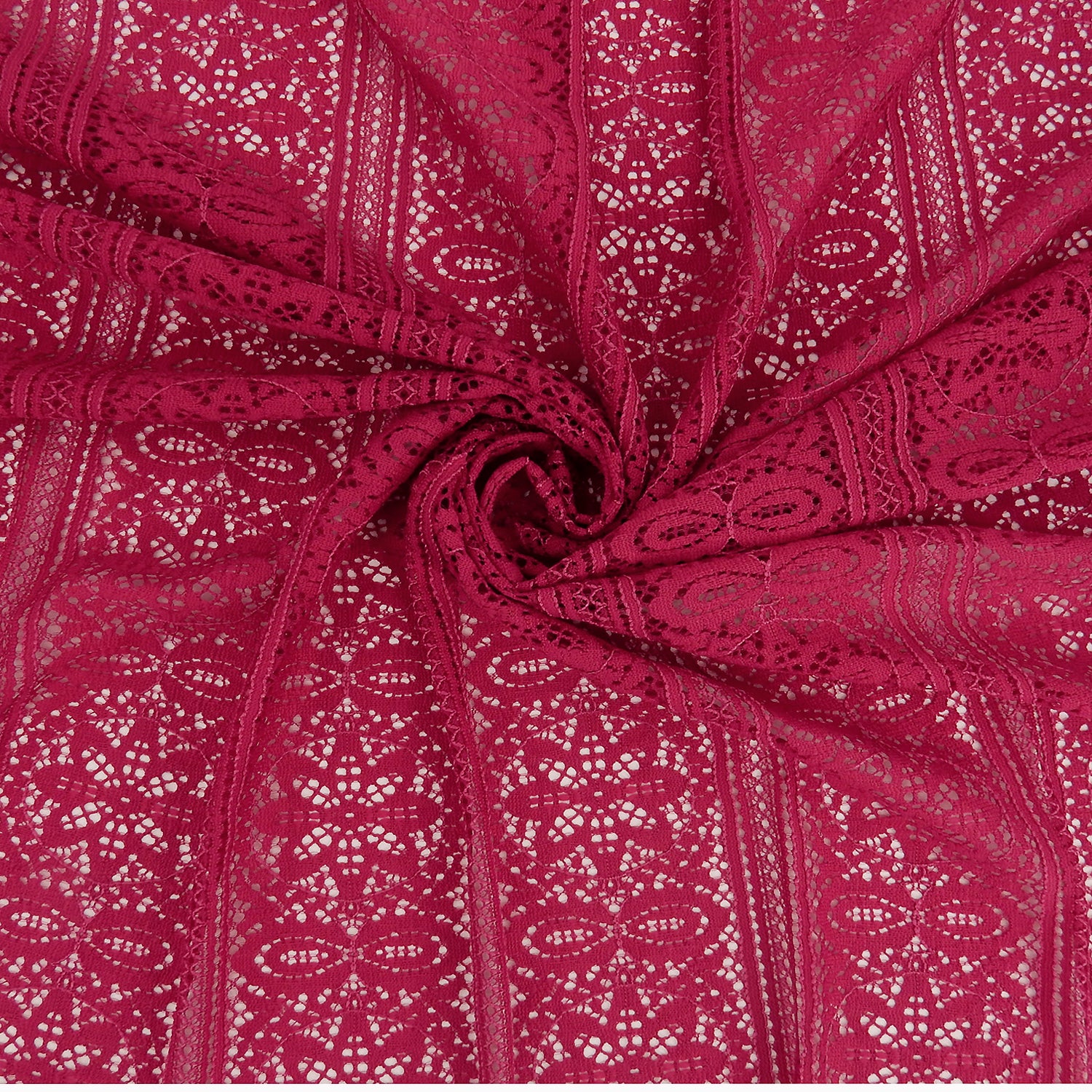 Double Scalloped Eyelash Border Klauber Lace Fabric 4026 Red Bug