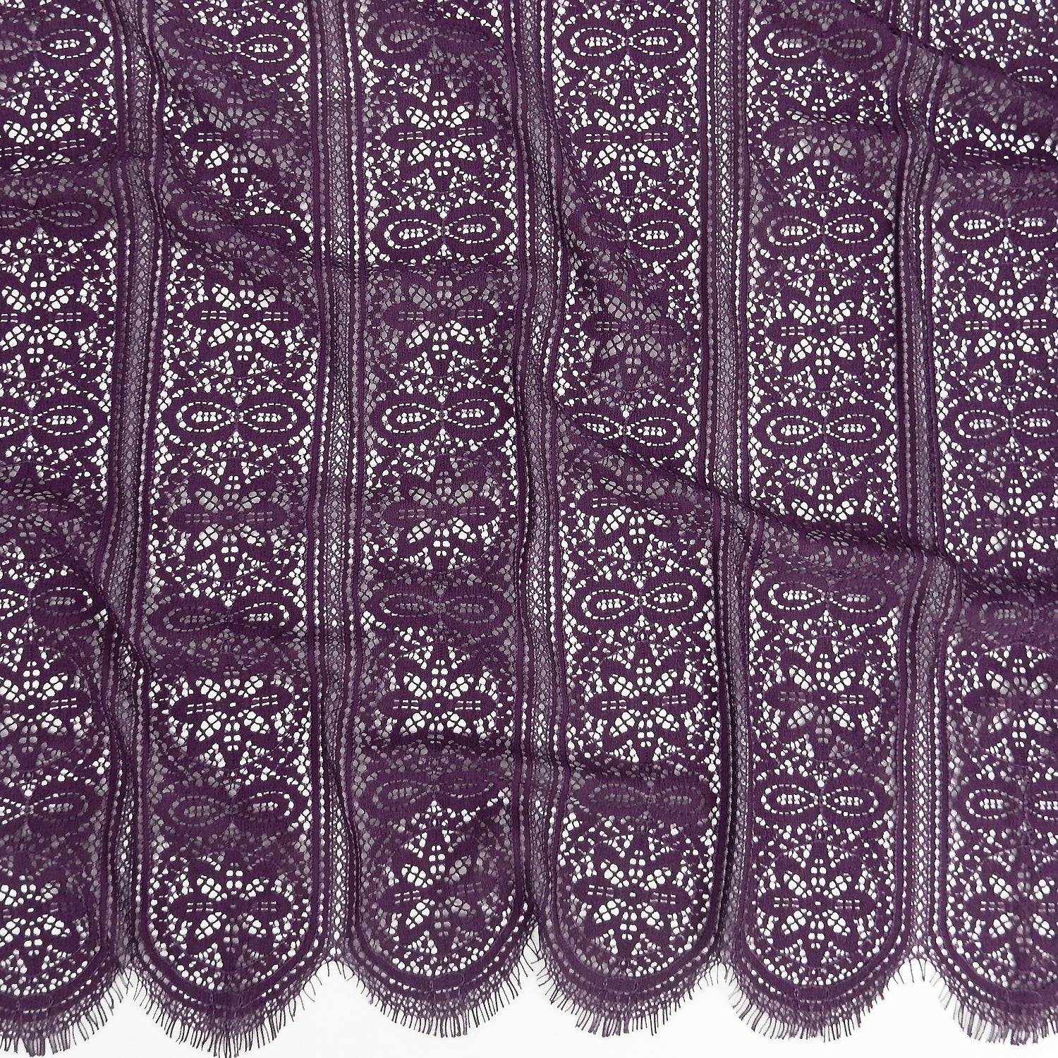 Double Scalloped Eyelash Border Klauber Lace Fabric 4026 Shadow Purple