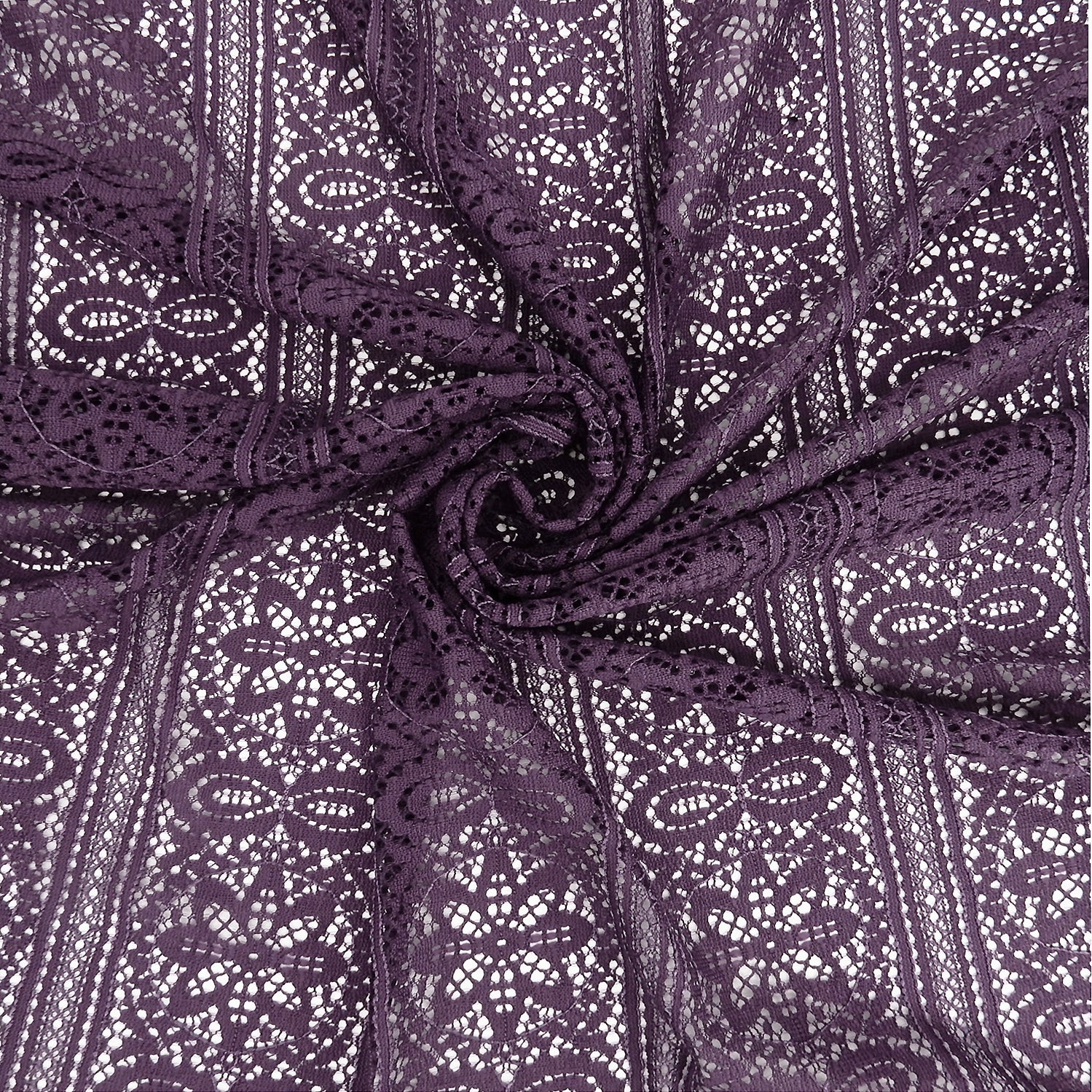 Double Scalloped Eyelash Border Klauber Lace Fabric 4026 Shadow Purple