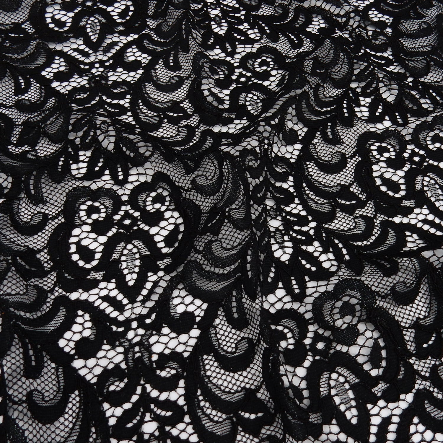 Double Scalloped Eyelash Border Klauber Lace Fabric 4050 Black