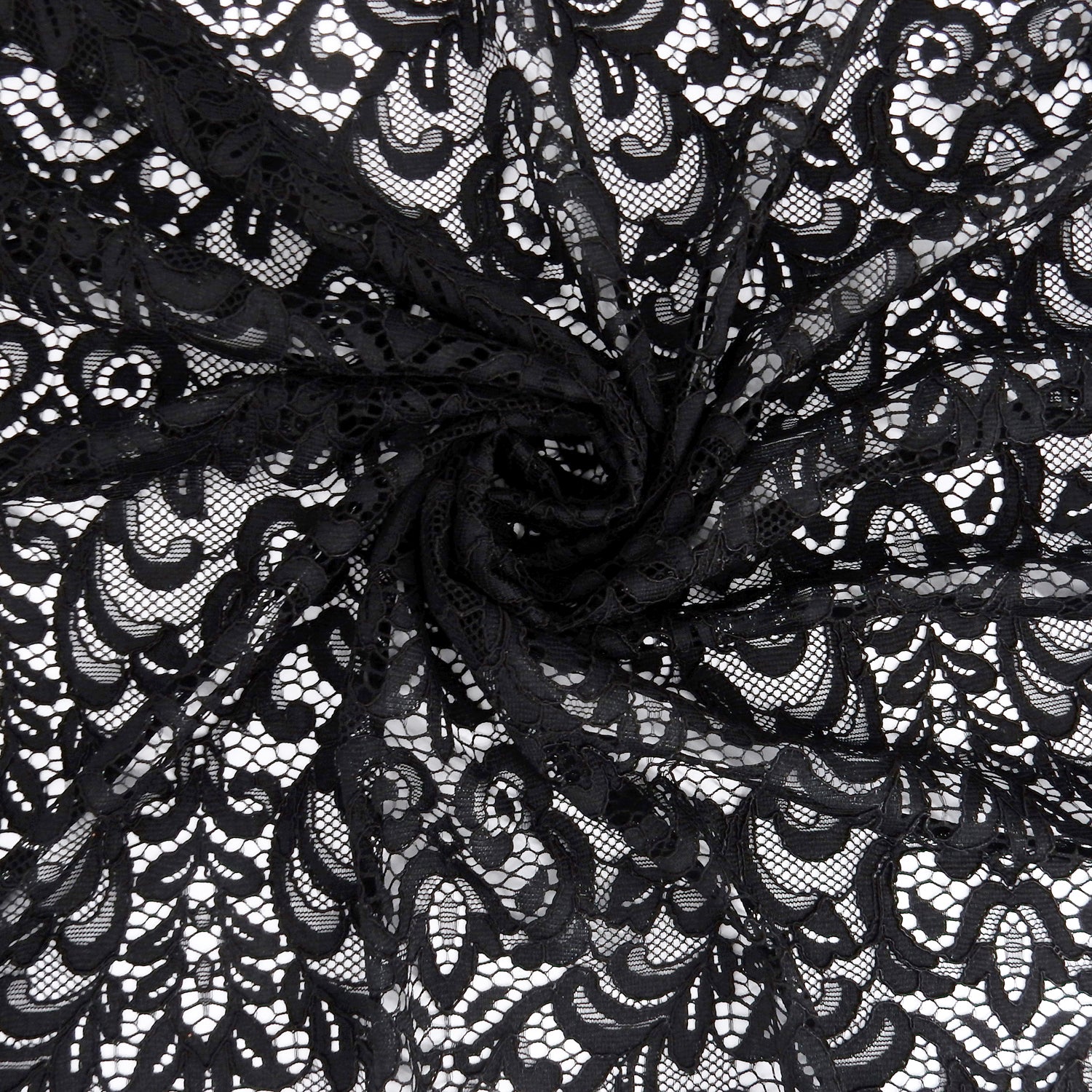 Double Scalloped Eyelash Border Klauber Lace Fabric 4050 Black