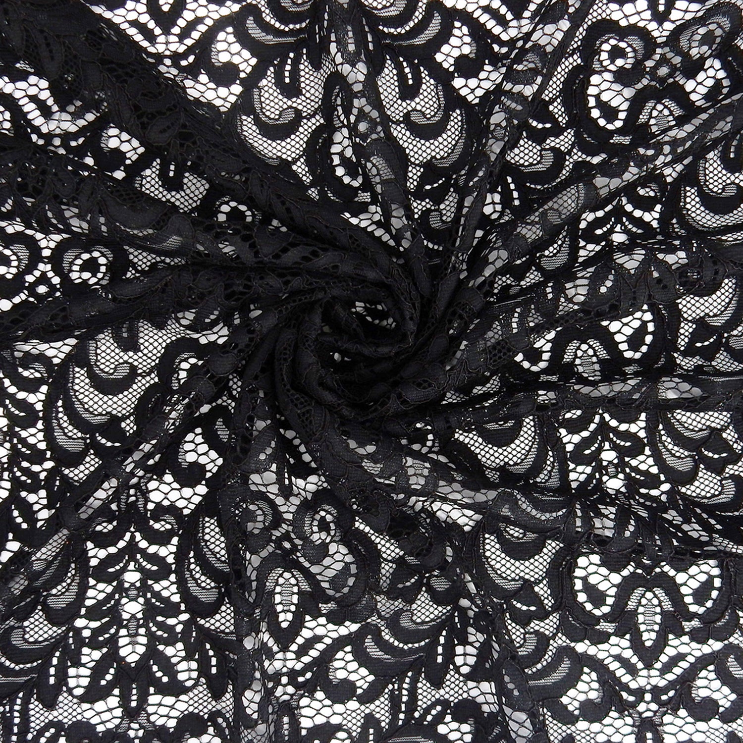 Double Scalloped Eyelash Border Klauber Lace Fabric 4050 Black