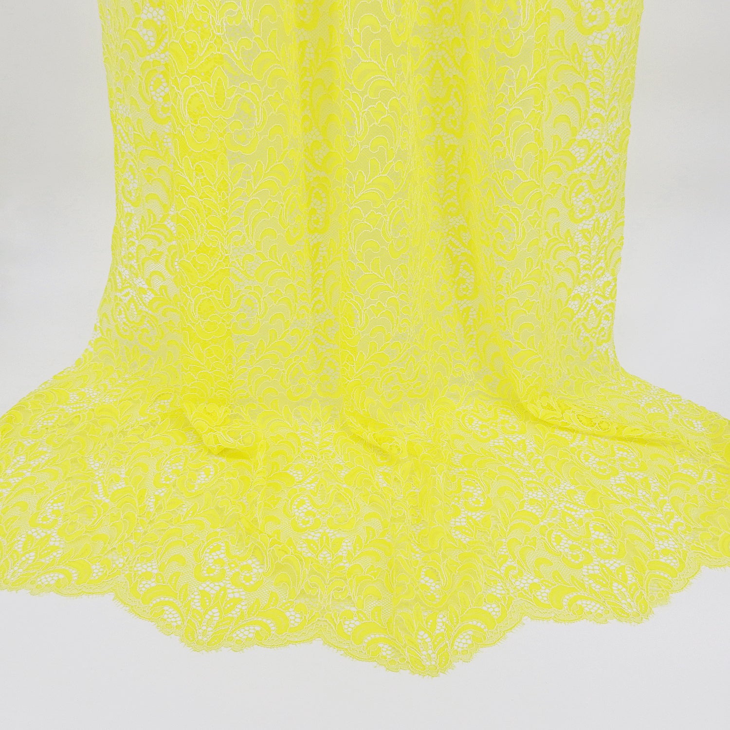 Double Scalloped Eyelash Border Klauber Lace Fabric 4050 Yellow/Ivory