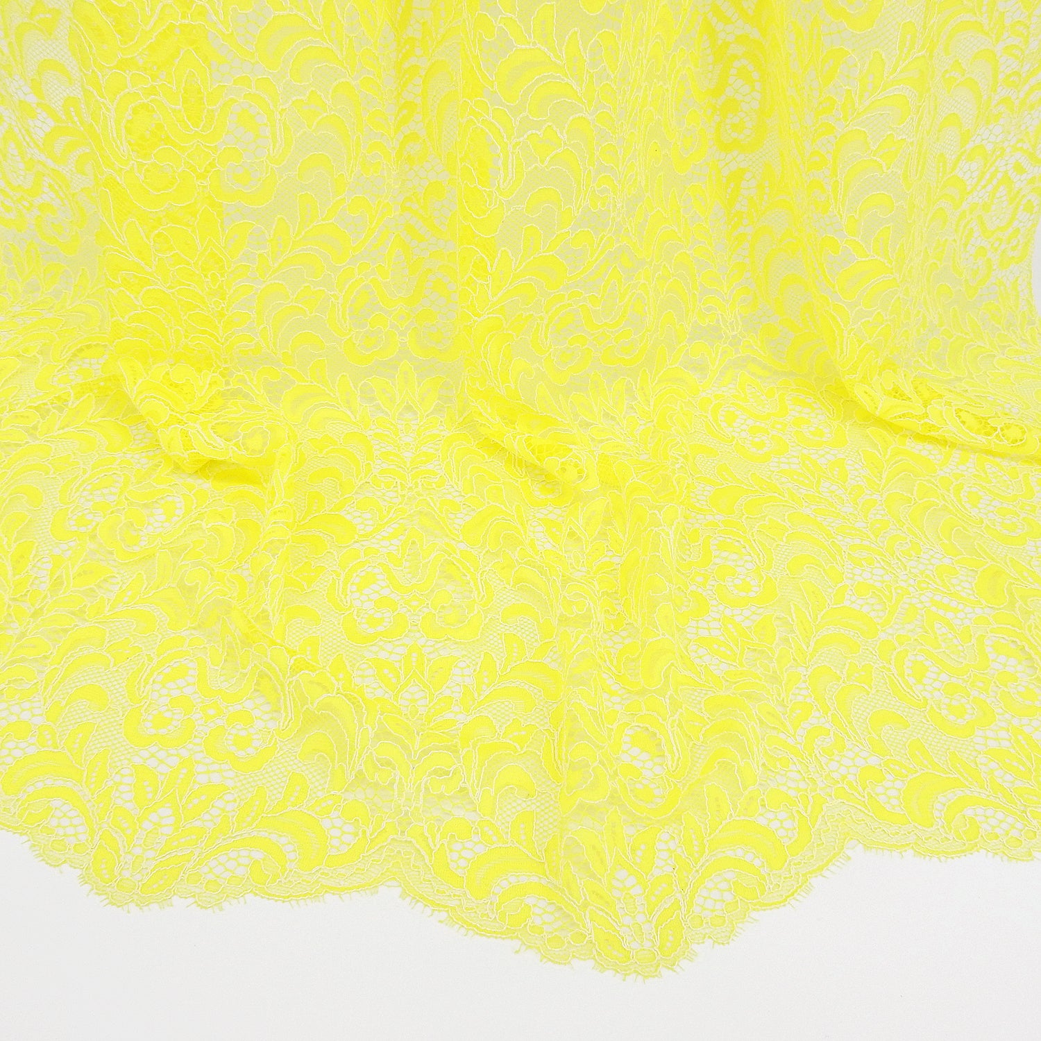 Double Scalloped Eyelash Border Klauber Lace Fabric 4050 Yellow/Ivory