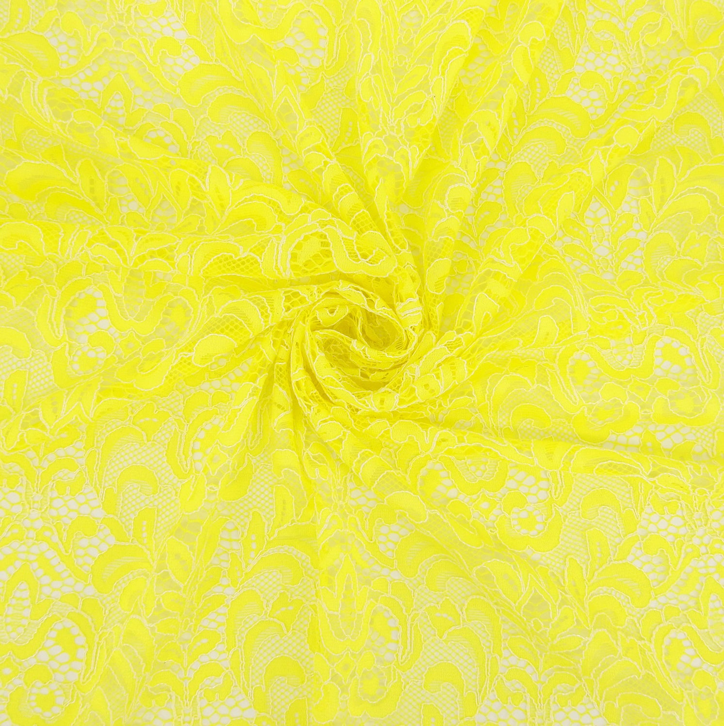 Double Scalloped Eyelash Border Klauber Lace Fabric 4050 Yellow/Ivory