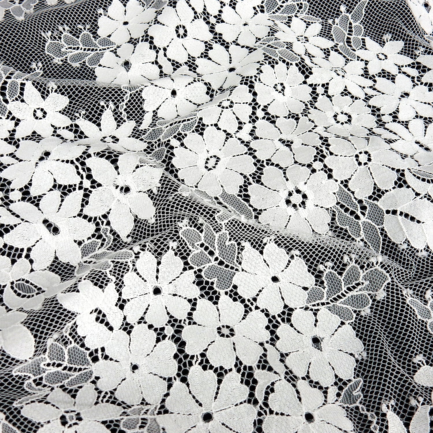 Double Scalloped Eyelash Border Klauber Lace Fabric 4058 Ivory