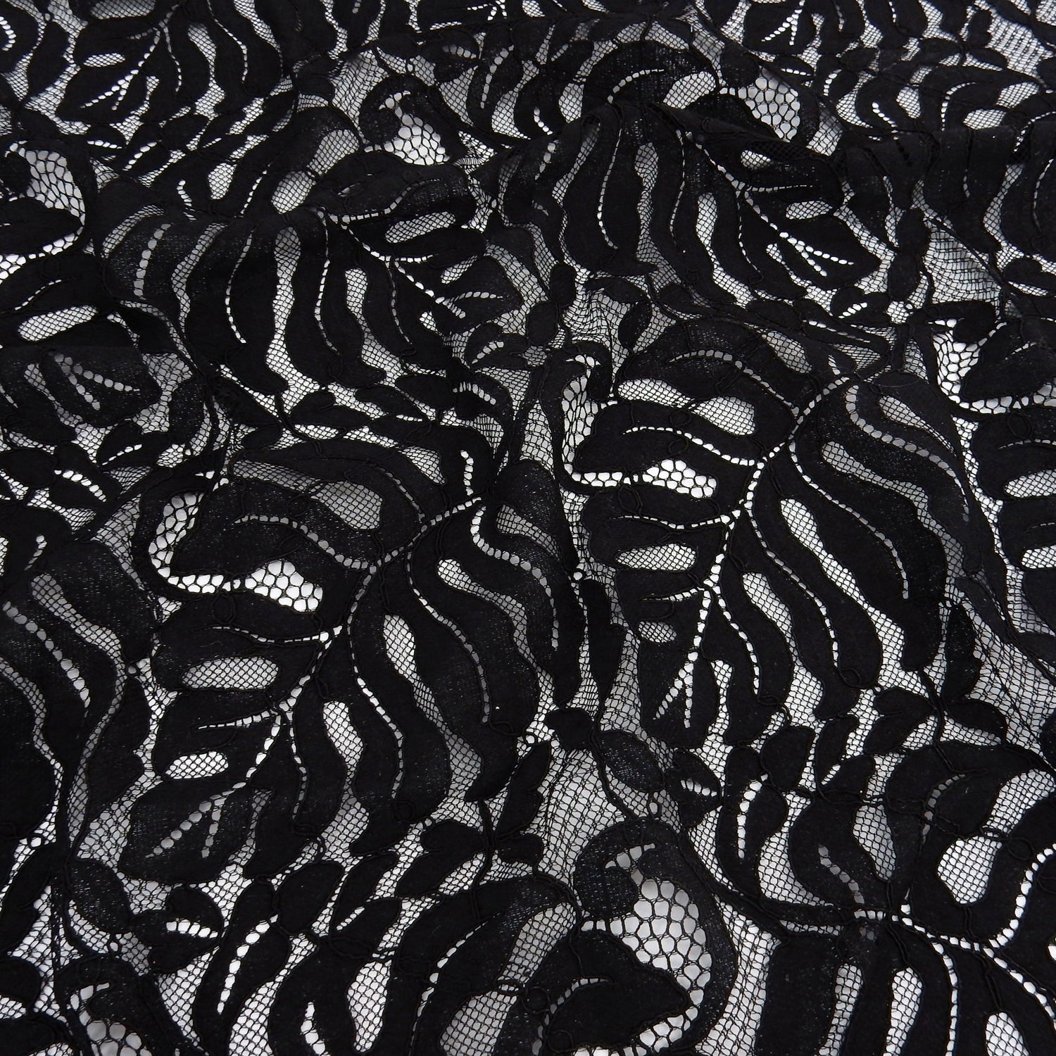 Double Scalloped Eyelash Border Klauber Lace Fabric 4080 Black