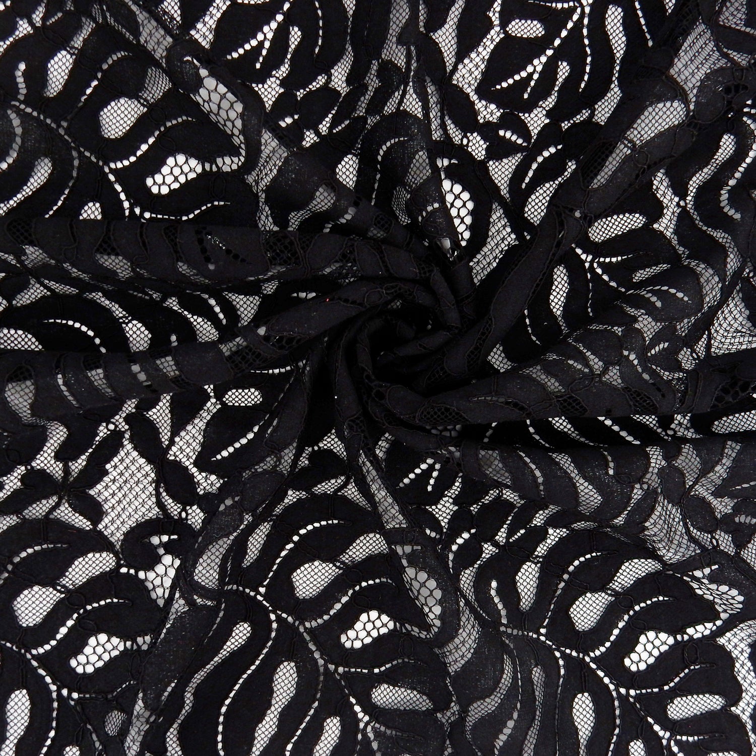 Double Scalloped Eyelash Border Klauber Lace Fabric 4080 Black