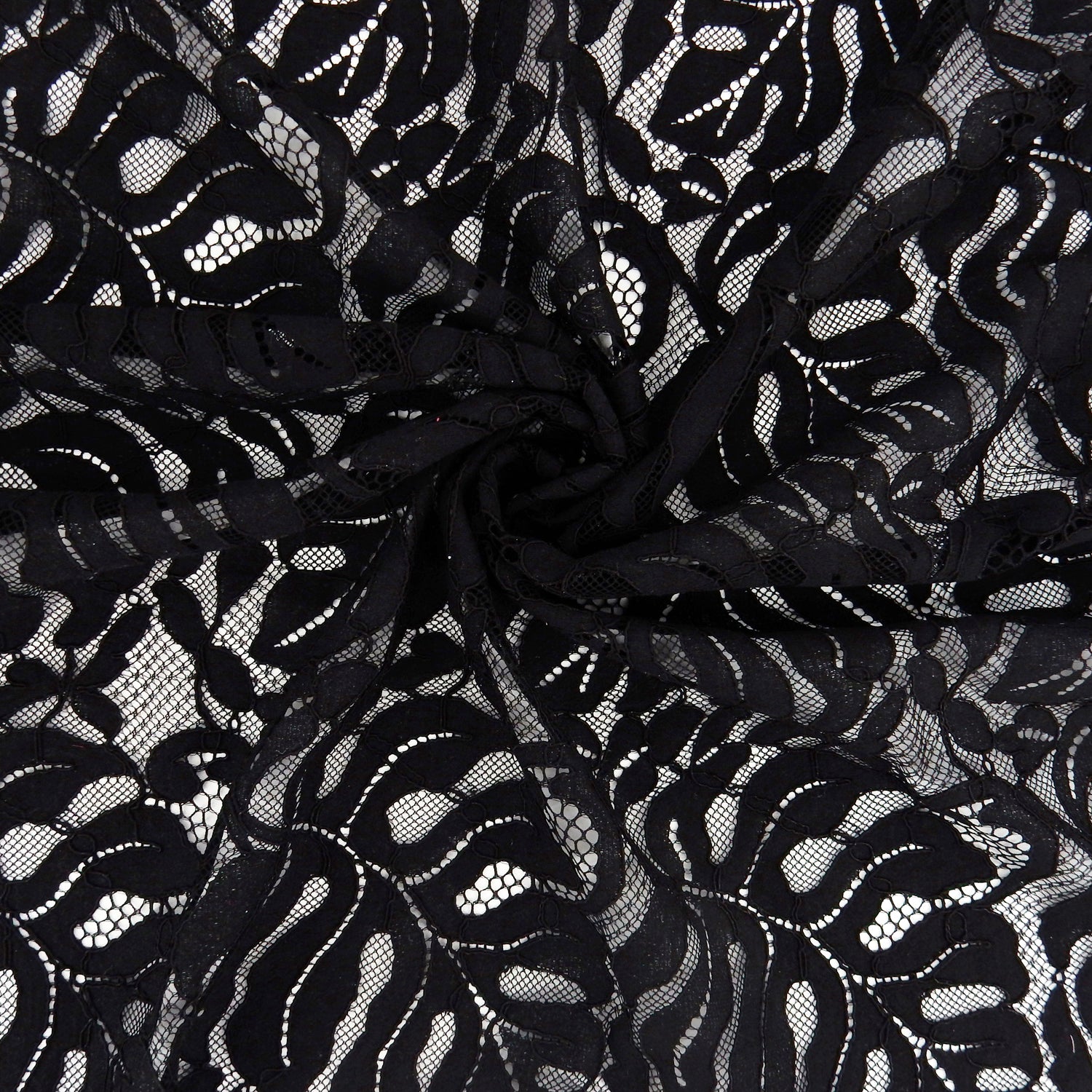 Double Scalloped Eyelash Border Klauber Lace Fabric 4080 Black