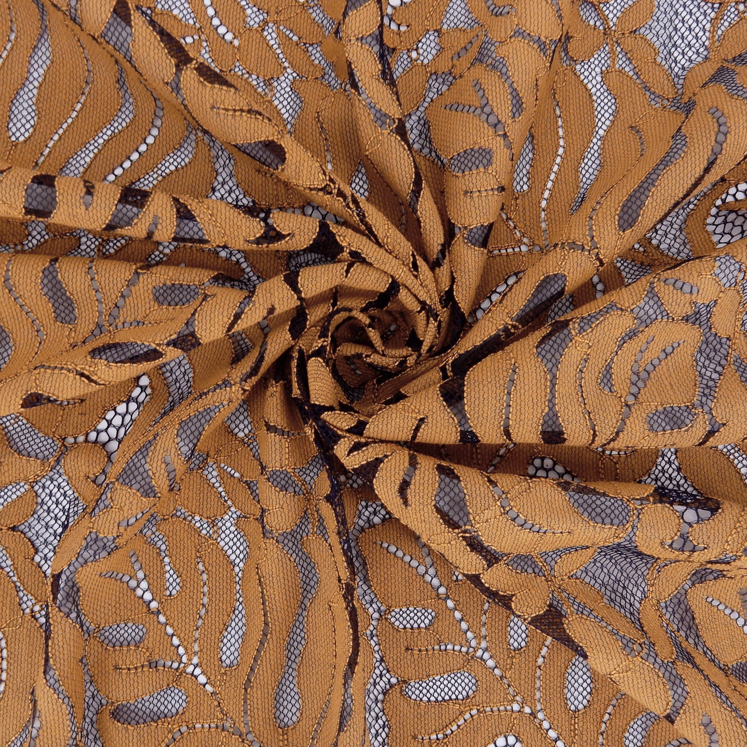 Double Scalloped Eyelash Border Klauber Lace Fabric 4080 Estate Ble/Au Sunset