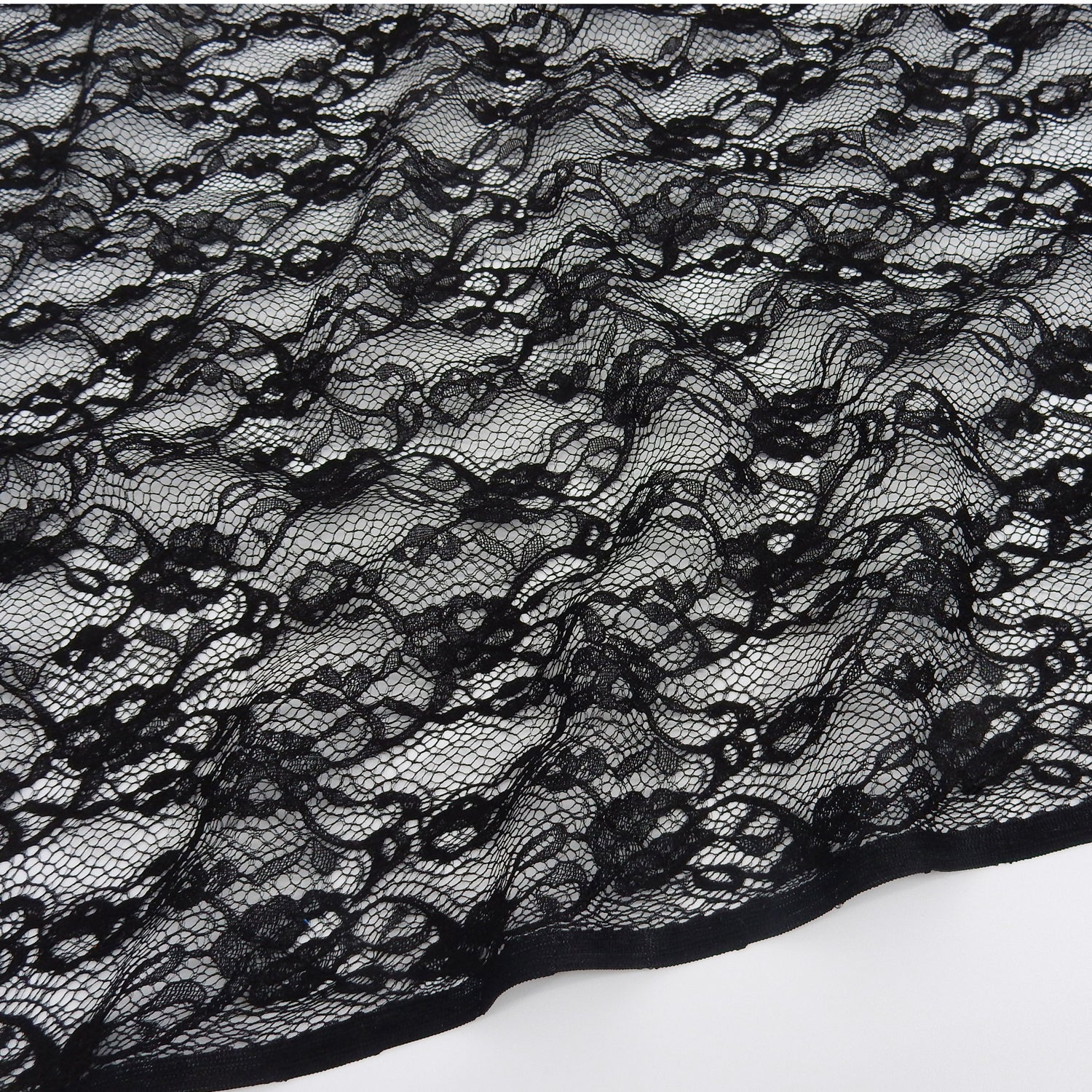 Re-Embroidered Floral Mesh Klauber Lace Fabric 4094 Black
