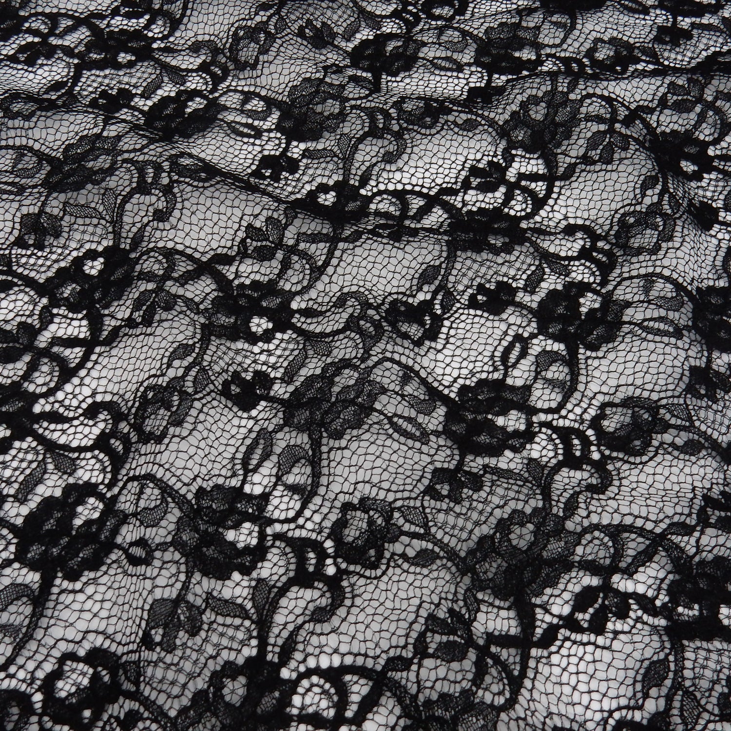 Re-Embroidered Floral Mesh Klauber Lace Fabric 4094 Black