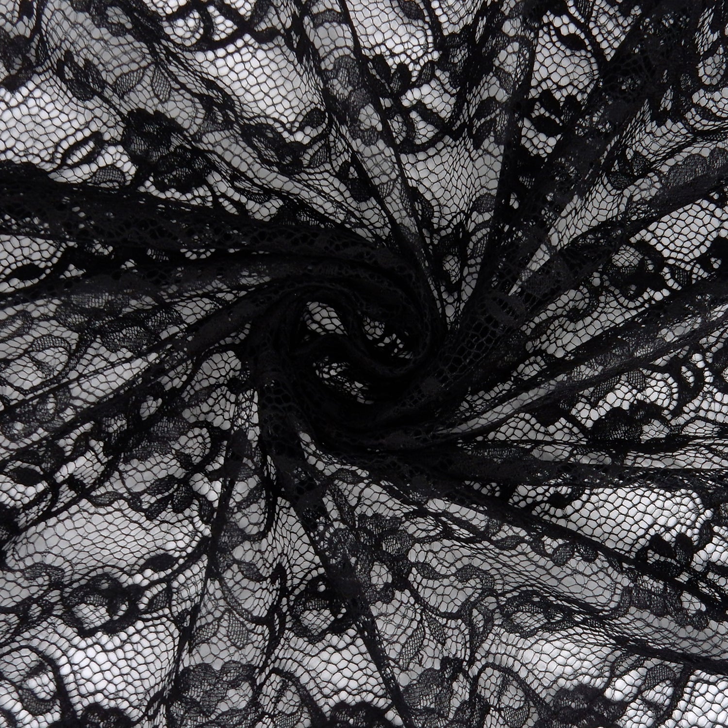 Re-Embroidered Floral Mesh Klauber Lace Fabric 4094 Black