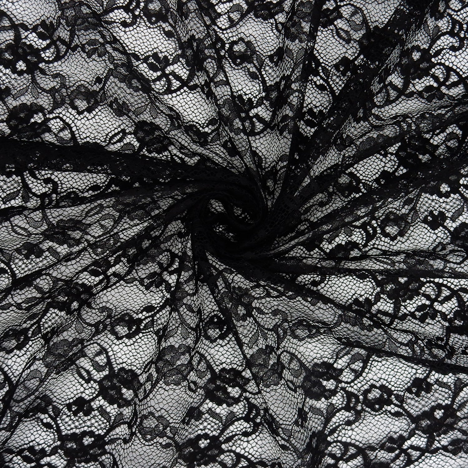 Re-Embroidered Floral Mesh Klauber Lace Fabric 4094 Black