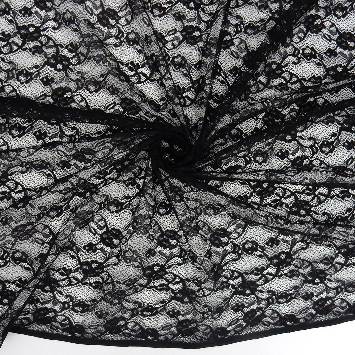 Re-Embroidered Floral Mesh Klauber Lace Fabric 4094 Black