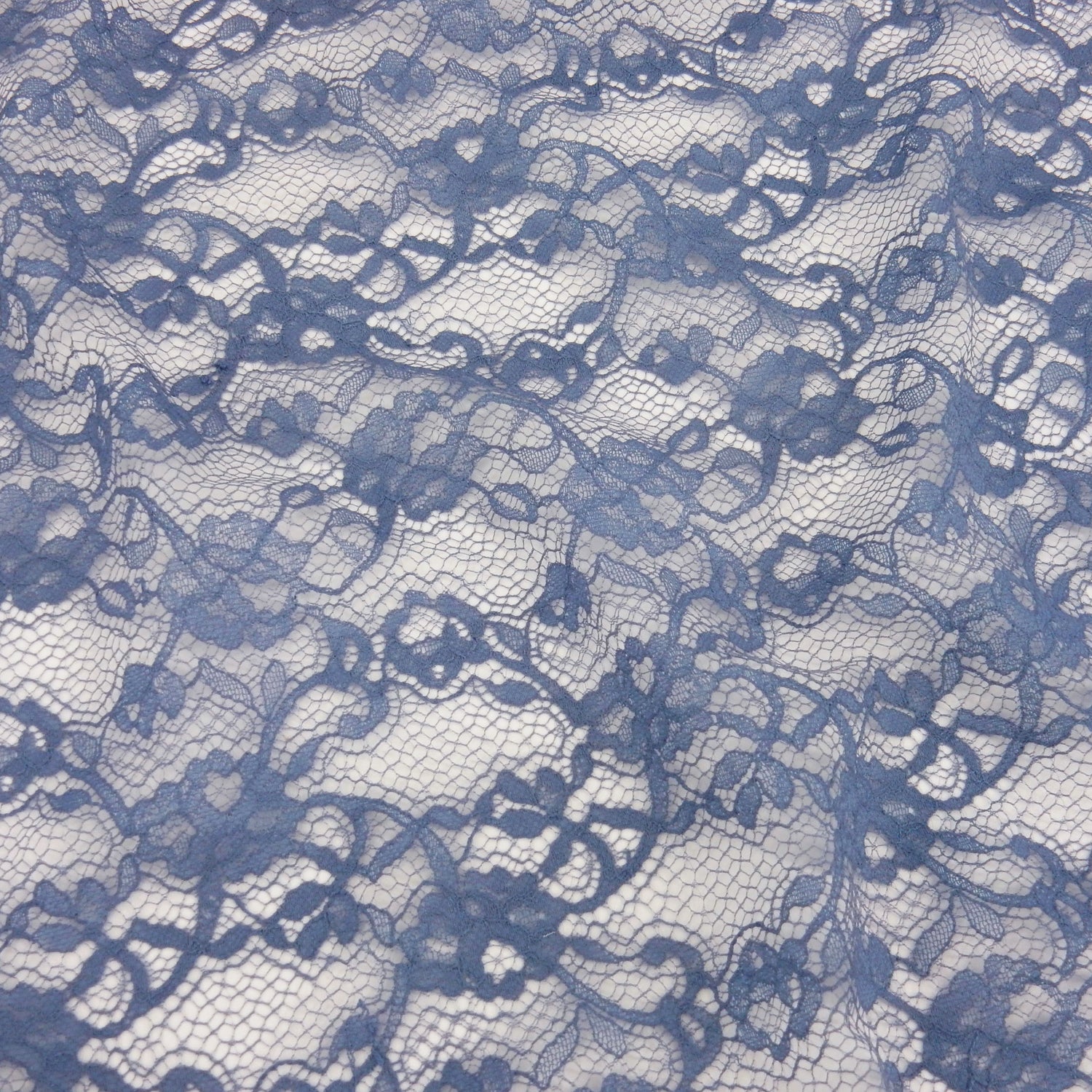 Re-Embroidered Floral Mesh Klauber Lace Fabric 4094 Dusty Blue