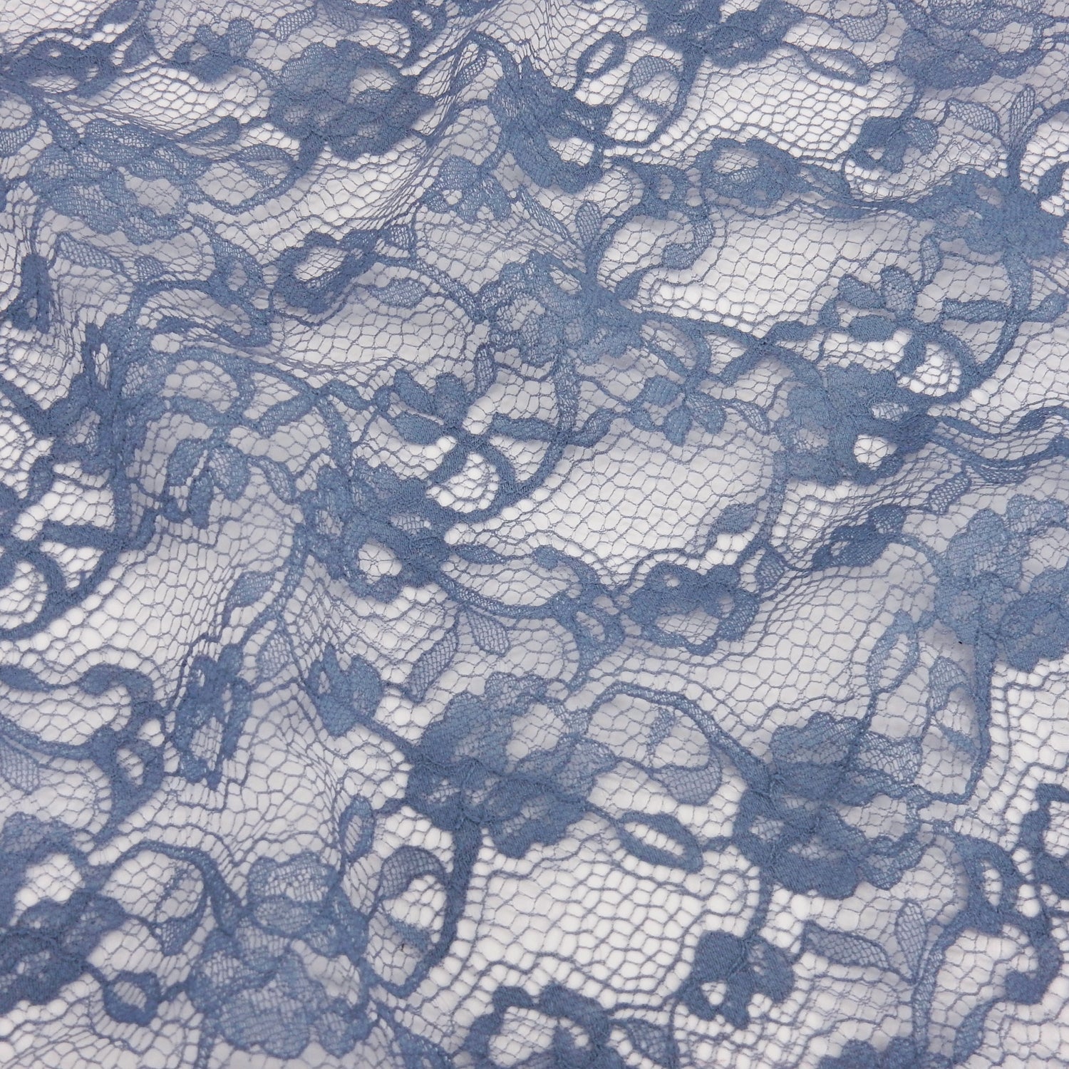 Re-Embroidered Floral Mesh Klauber Lace Fabric 4094 Dusty Blue