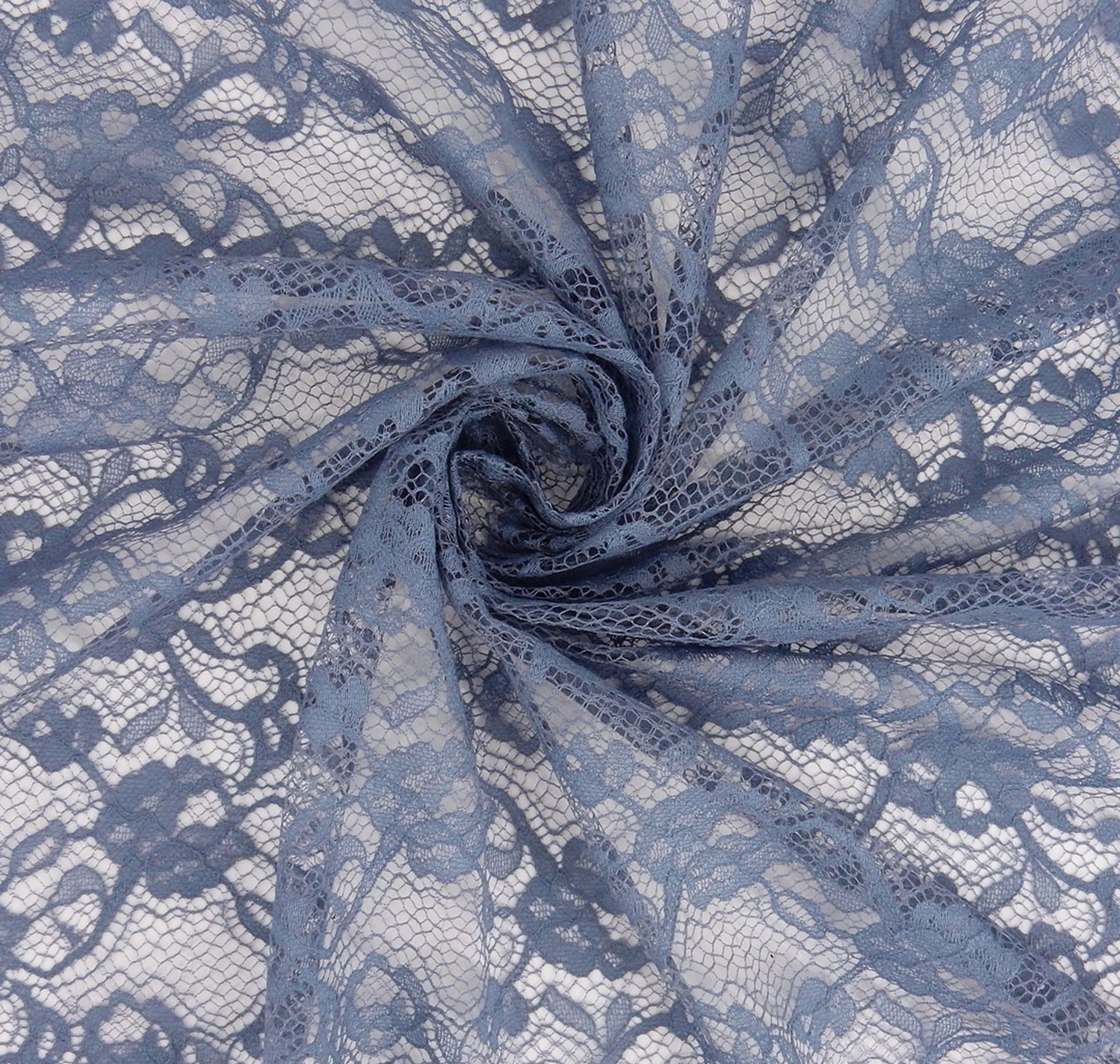 Re-Embroidered Floral Mesh Klauber Lace Fabric 4094 Dusty Blue