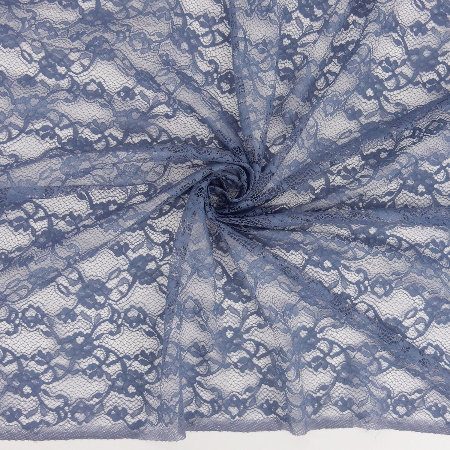 Re-Embroidered Floral Mesh Klauber Lace Fabric 4094 Dusty Blue