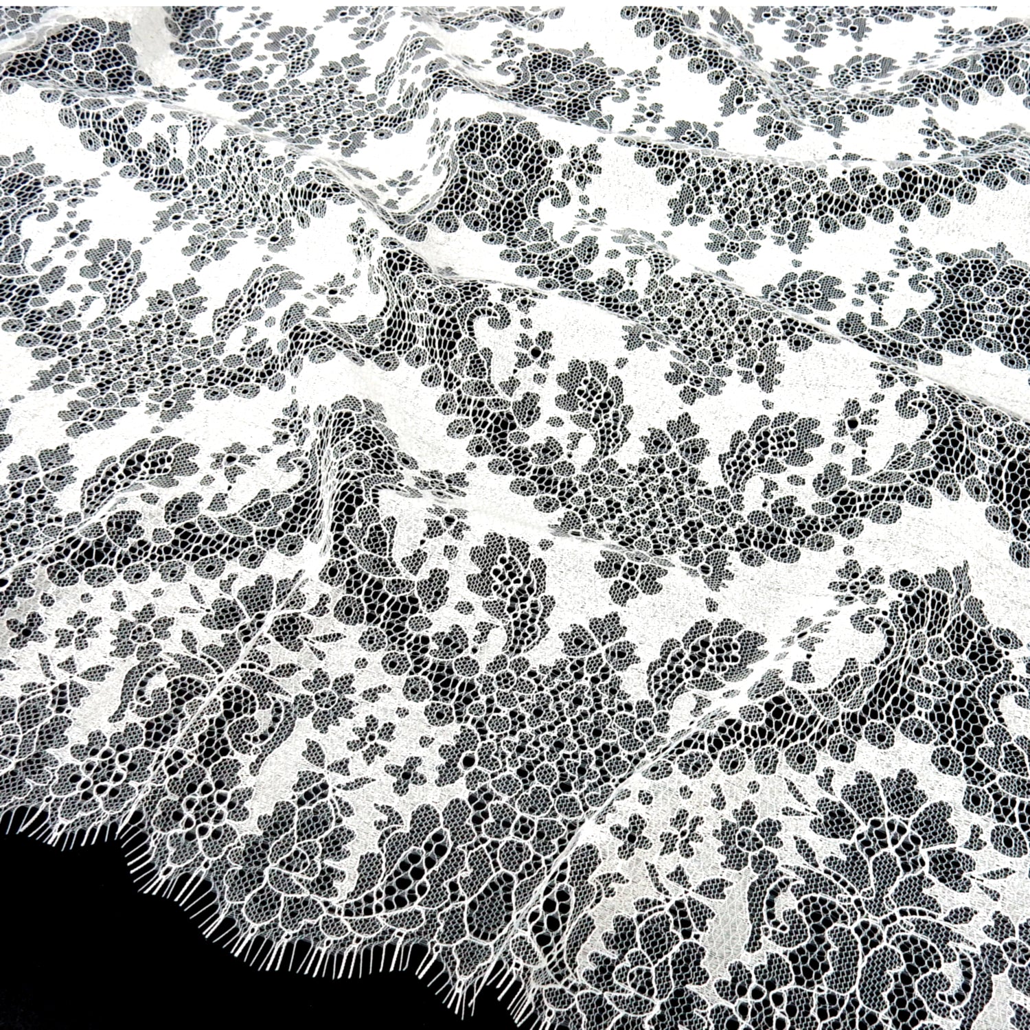 Double Scalloped Eyelash Border Klauber Lace Fabric 4141 PFD
