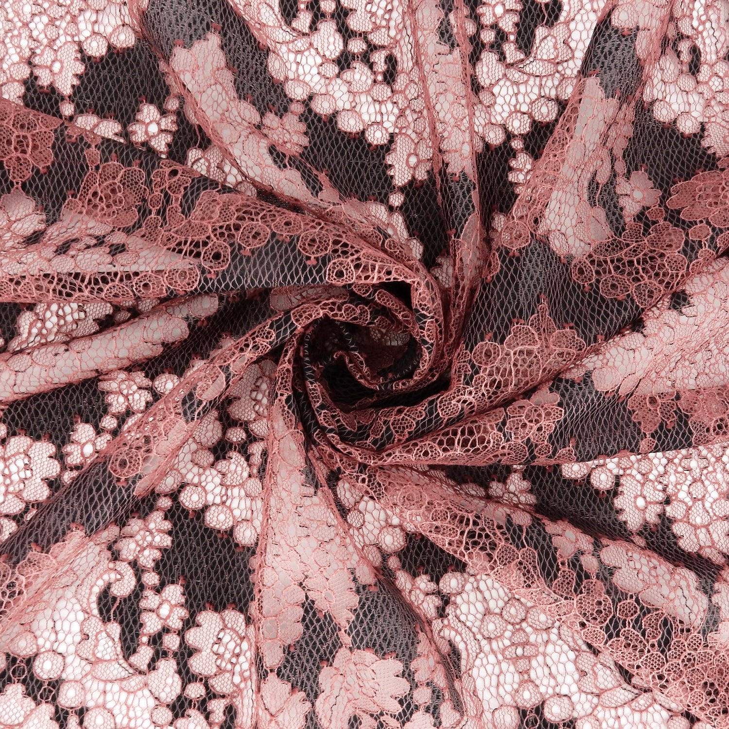 Double Sided Eyelash Border Chantilly Klauber Lace Fabric 4141 Mineral Red/Black