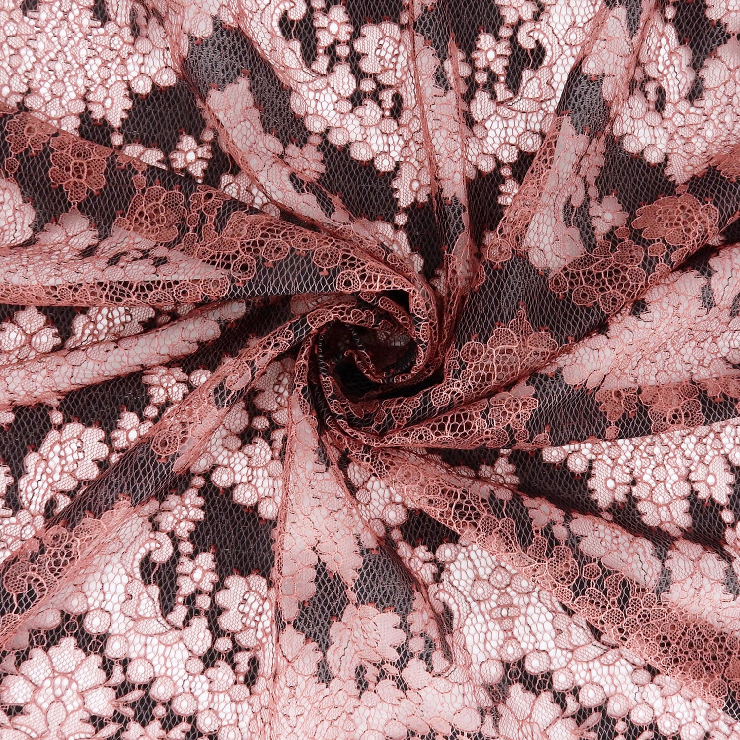 Double Sided Eyelash Border Chantilly Klauber Lace Fabric 4141 Mineral Red/Black