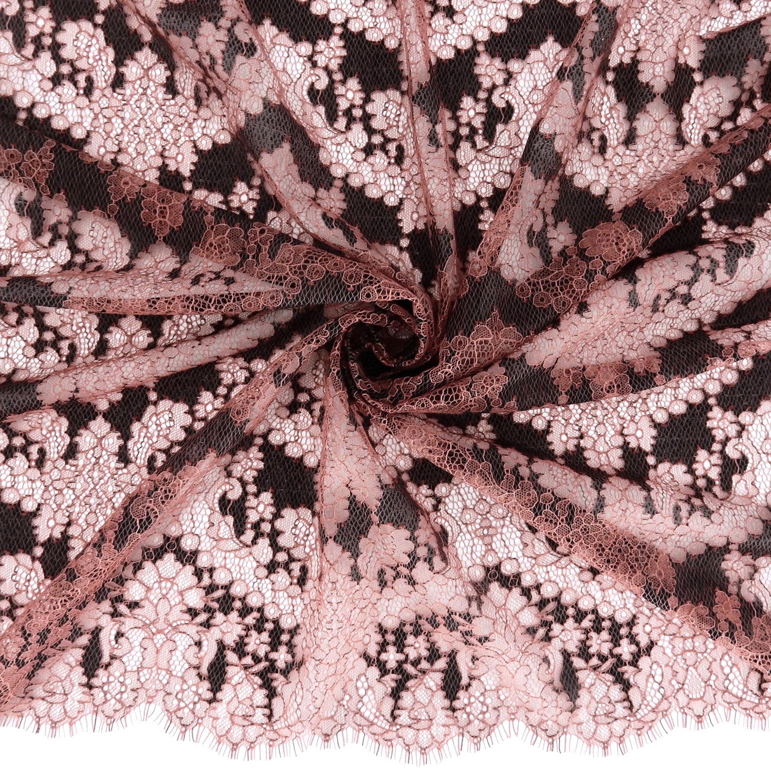 Double Sided Eyelash Border Chantilly Klauber Lace Fabric 4141 Mineral Red/Black