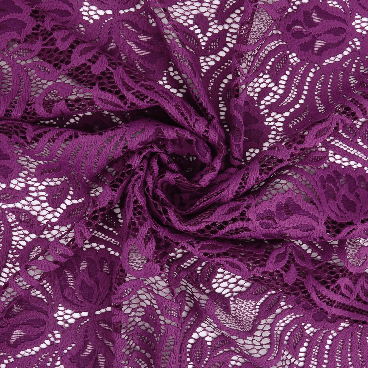 Embroidered Double Sided Border Stretch Klauber Lace Fabric 6014 Florentia Plum
