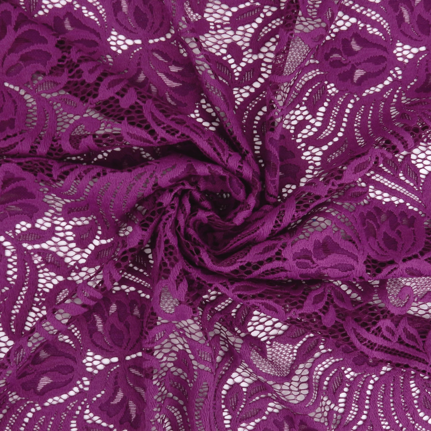 Embroidered Double Sided Border Stretch Klauber Lace Fabric 6014 Florentia Plum