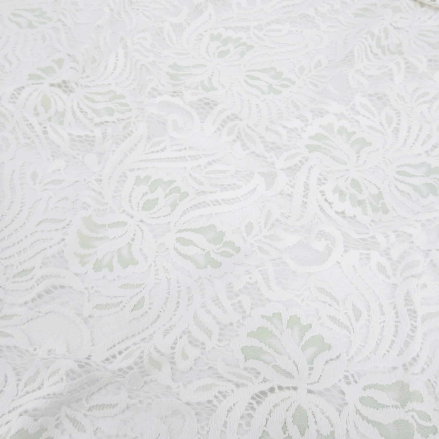 Embroidered Double Border Stretch Klauber Lace Fabric 6014 Ivory/Dusty Aqua