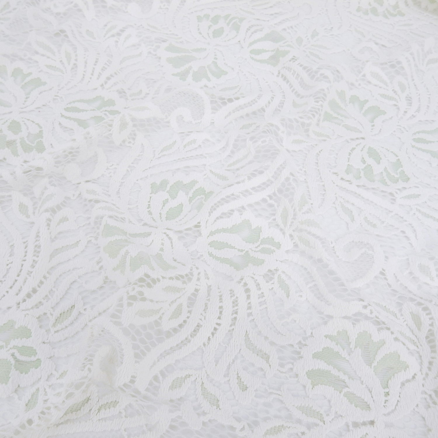 Embroidered Double Border Stretch Klauber Lace Fabric 6014 Ivory/Dusty Aqua
