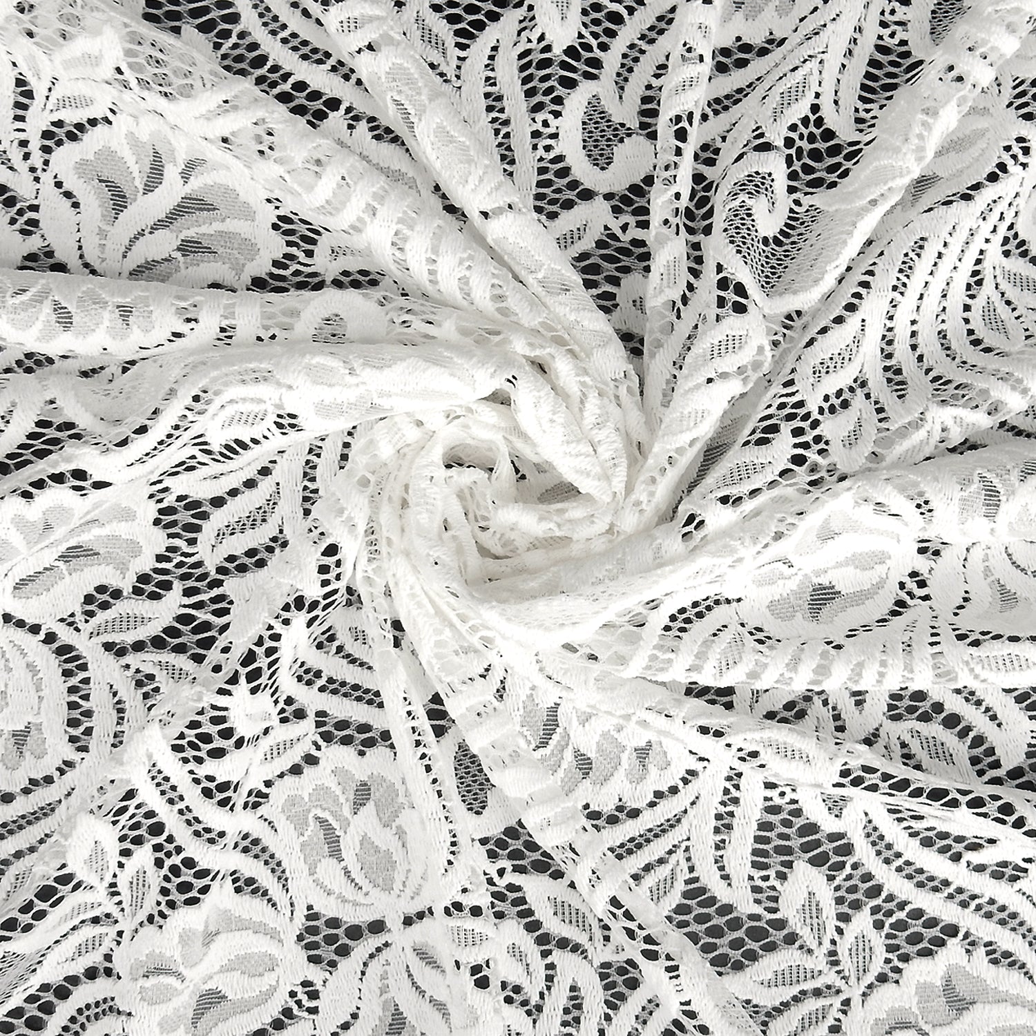 Embroidered Double Sided Border Stretch Klauber Lace Fabric 6014 Ivory