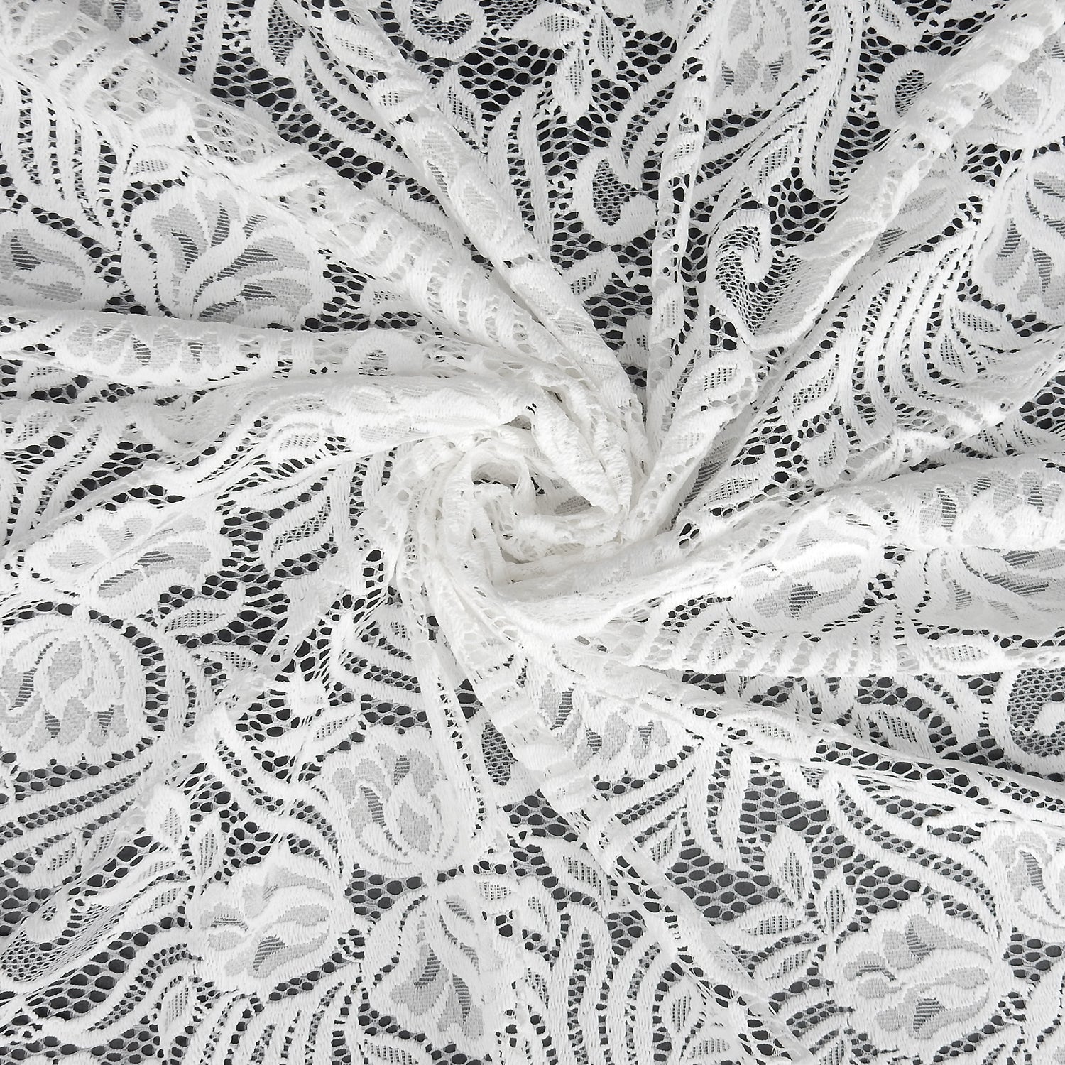 Embroidered Double Sided Border Stretch Klauber Lace Fabric 6014 Ivory
