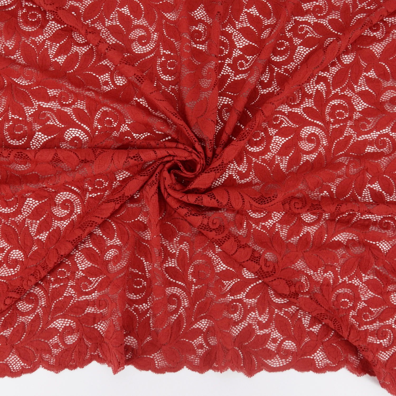 Embroidered Double Sided Border Stretch Klauber Lace Fabric 7387 Haute Red