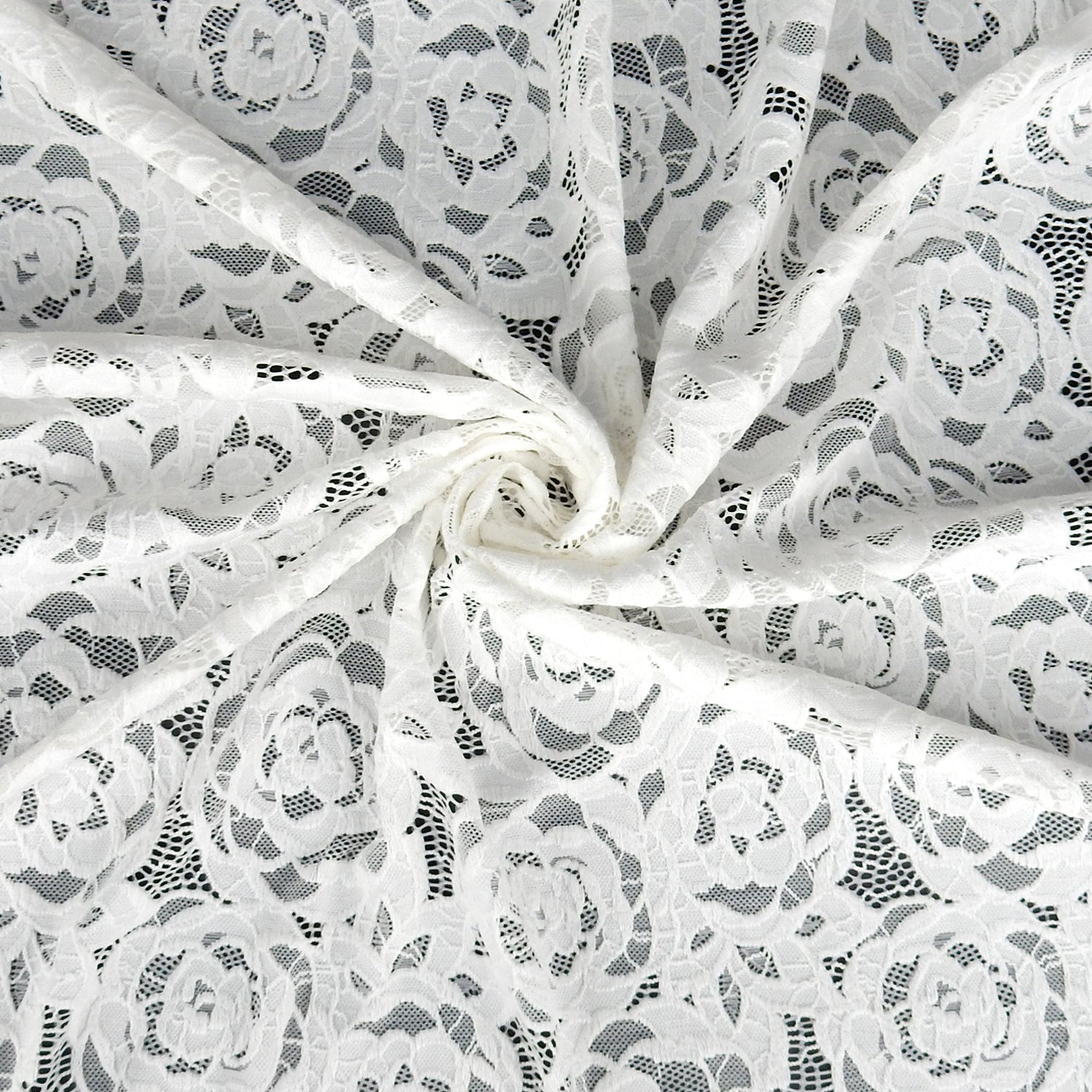 Embroidered Double Sided Border Stretch Klauber Lace Fabric 7395 Ivory