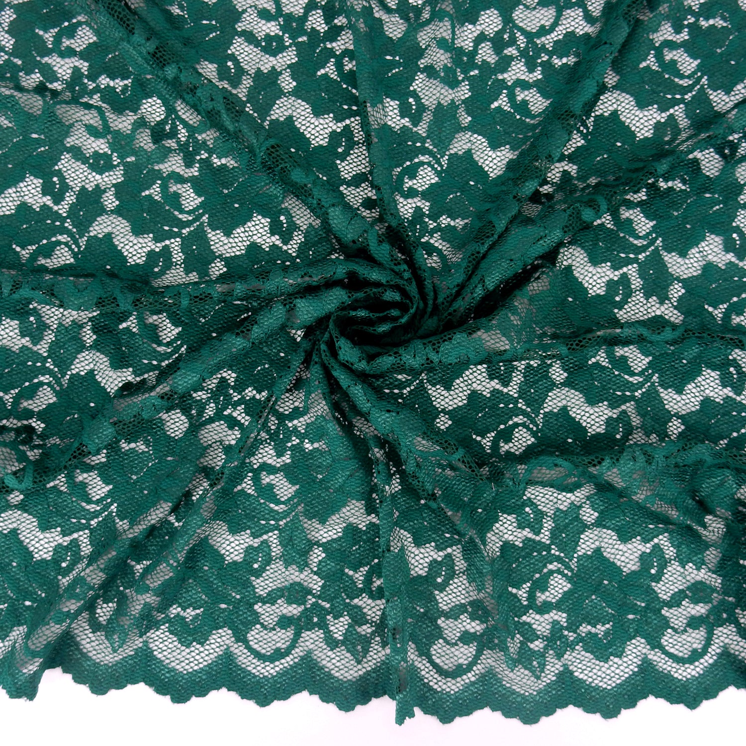 Embroidered Double Sided Border Stretch Klauber Lace Fabric 7638 Emerald