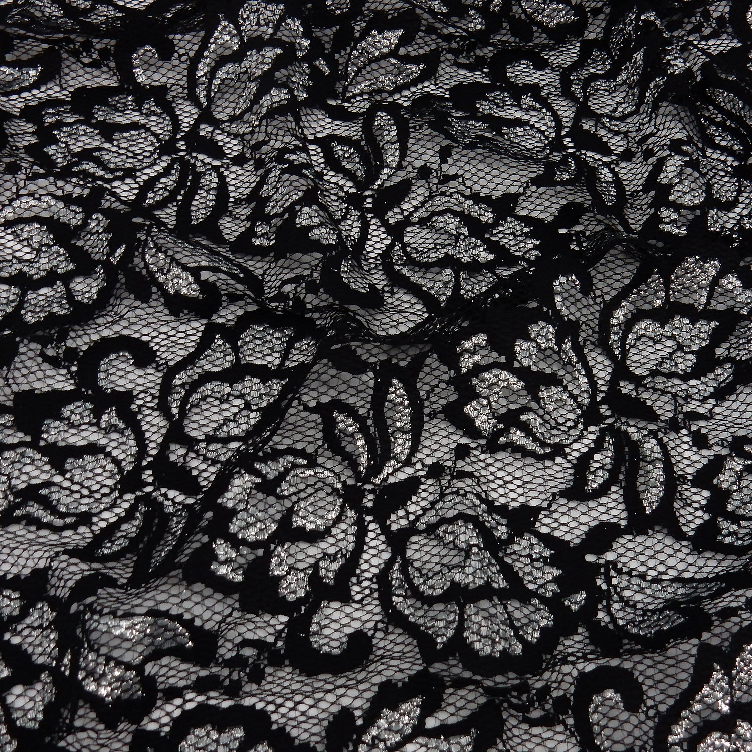 Metallic Double-Sided Border Klauber Lace Fabric 9100 Black/Silver