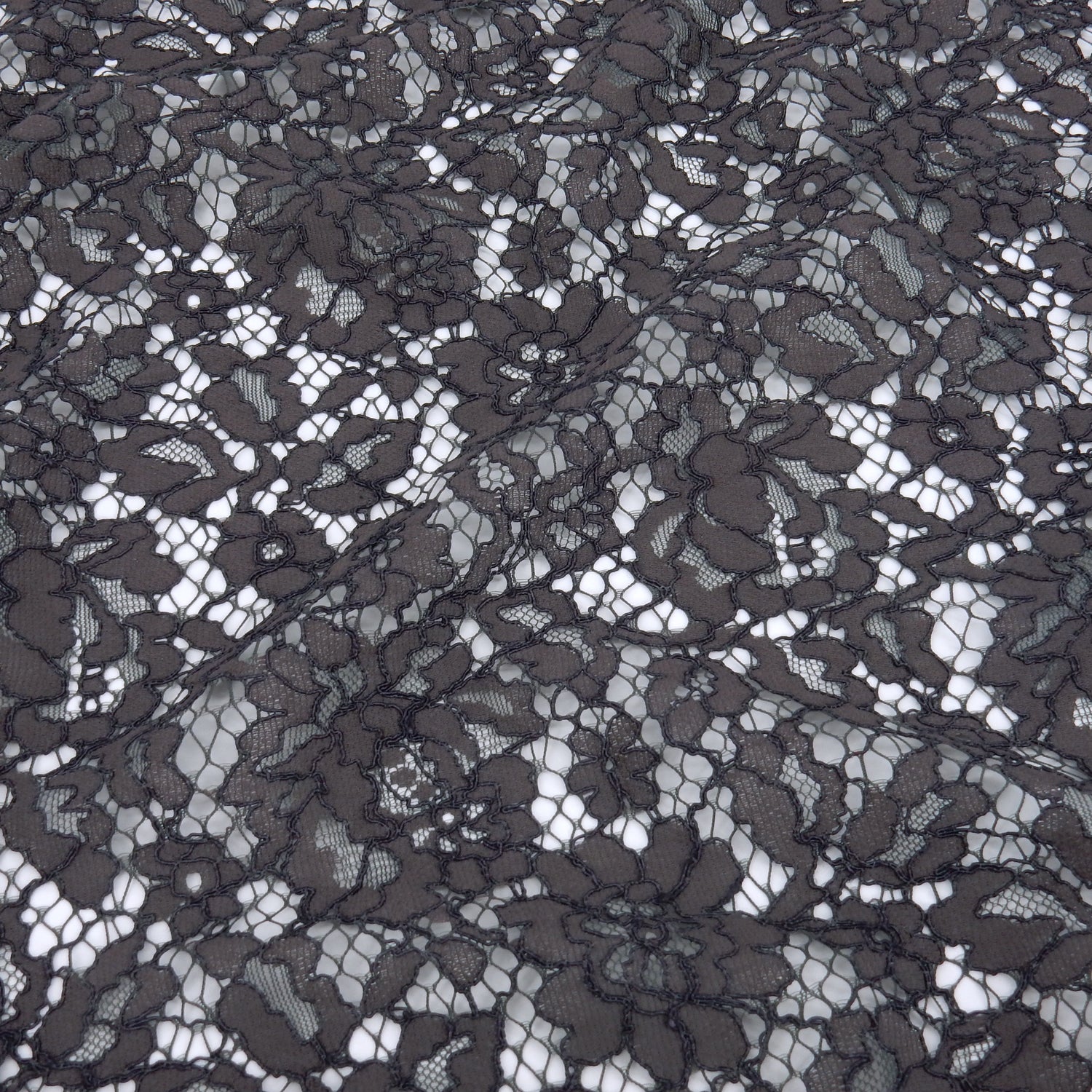 Double Scalloped Eyelash Border Klauber Lace Fabric 911177 Grey