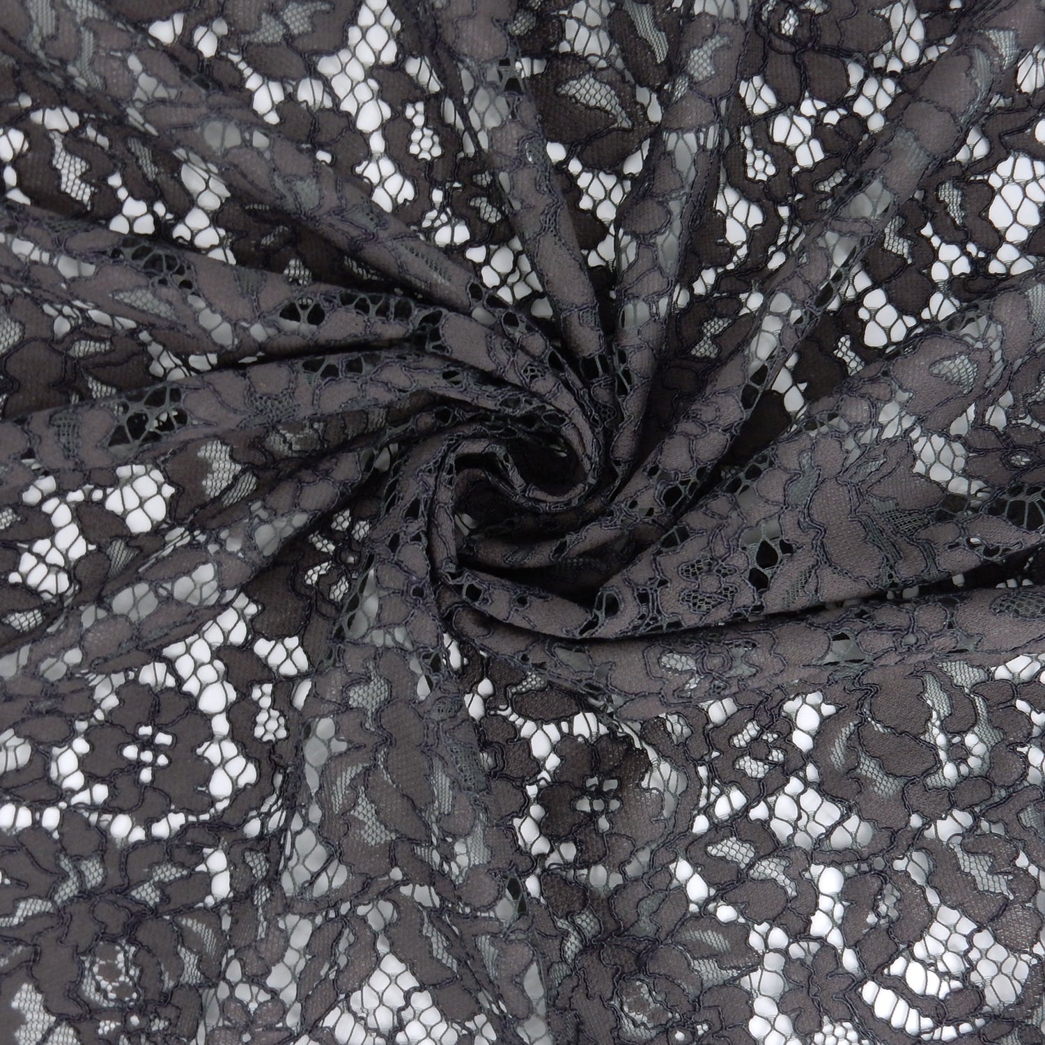 Double Scalloped Eyelash Border Klauber Lace Fabric 911177 Grey