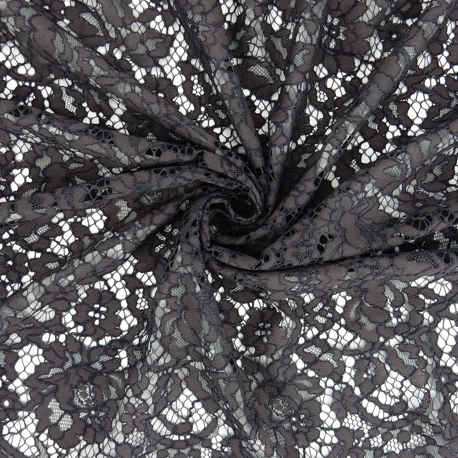 Double Scalloped Eyelash Border Klauber Lace Fabric 911177 Grey