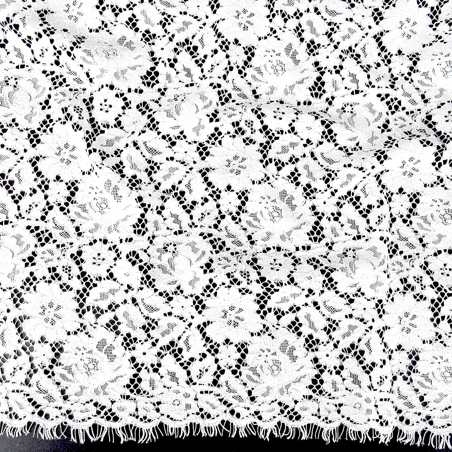 Double Scalloped Eyelash Border Klauber Lace Fabric 911177 Ivory