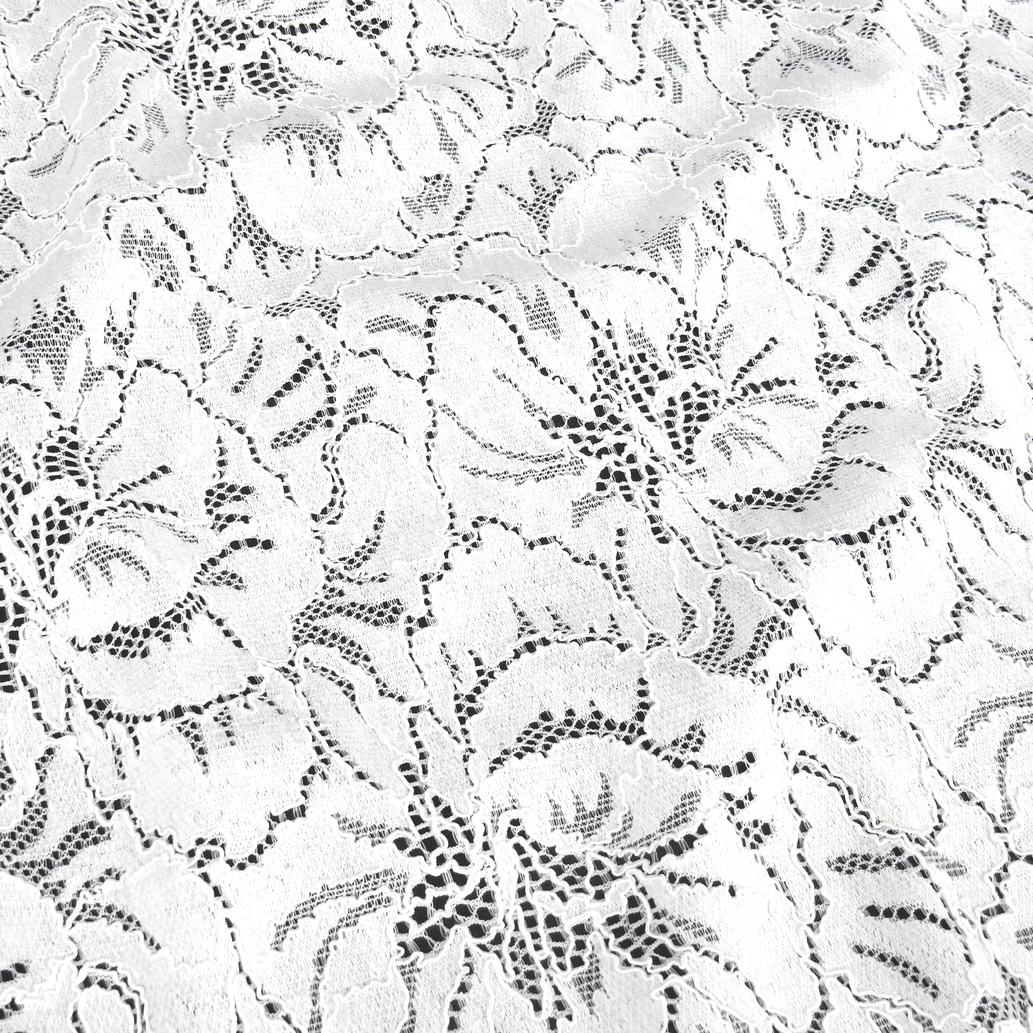 Double Sided Scalloped Border Stretch Klauber Lace Fabric 9739 Ivory