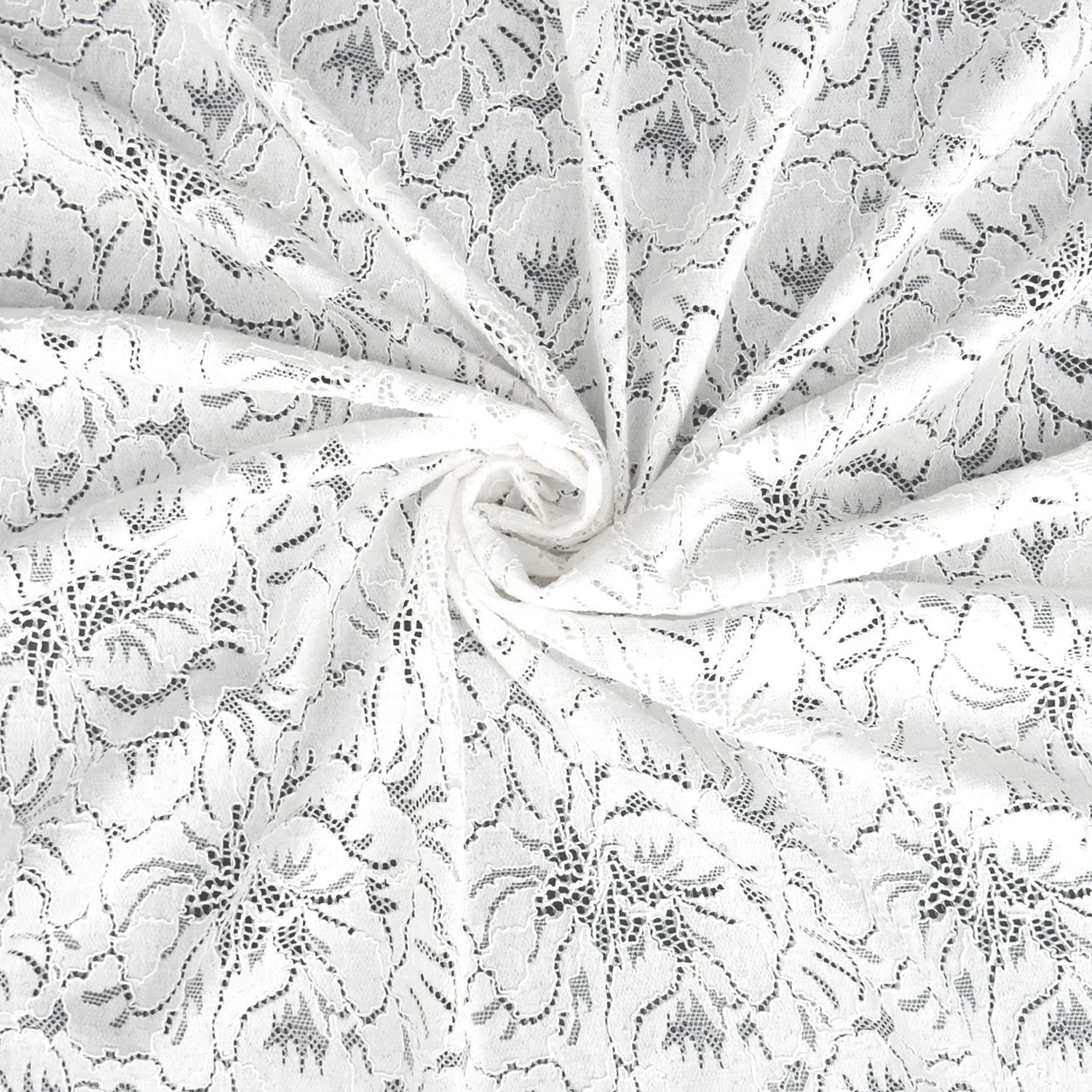 Double Sided Scalloped Border Stretch Klauber Lace Fabric 9739 Ivory
