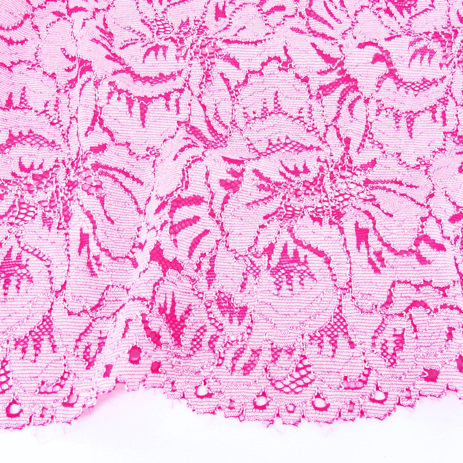 Double Scalloped Klauber Lace Fabric 9739 Raspberry