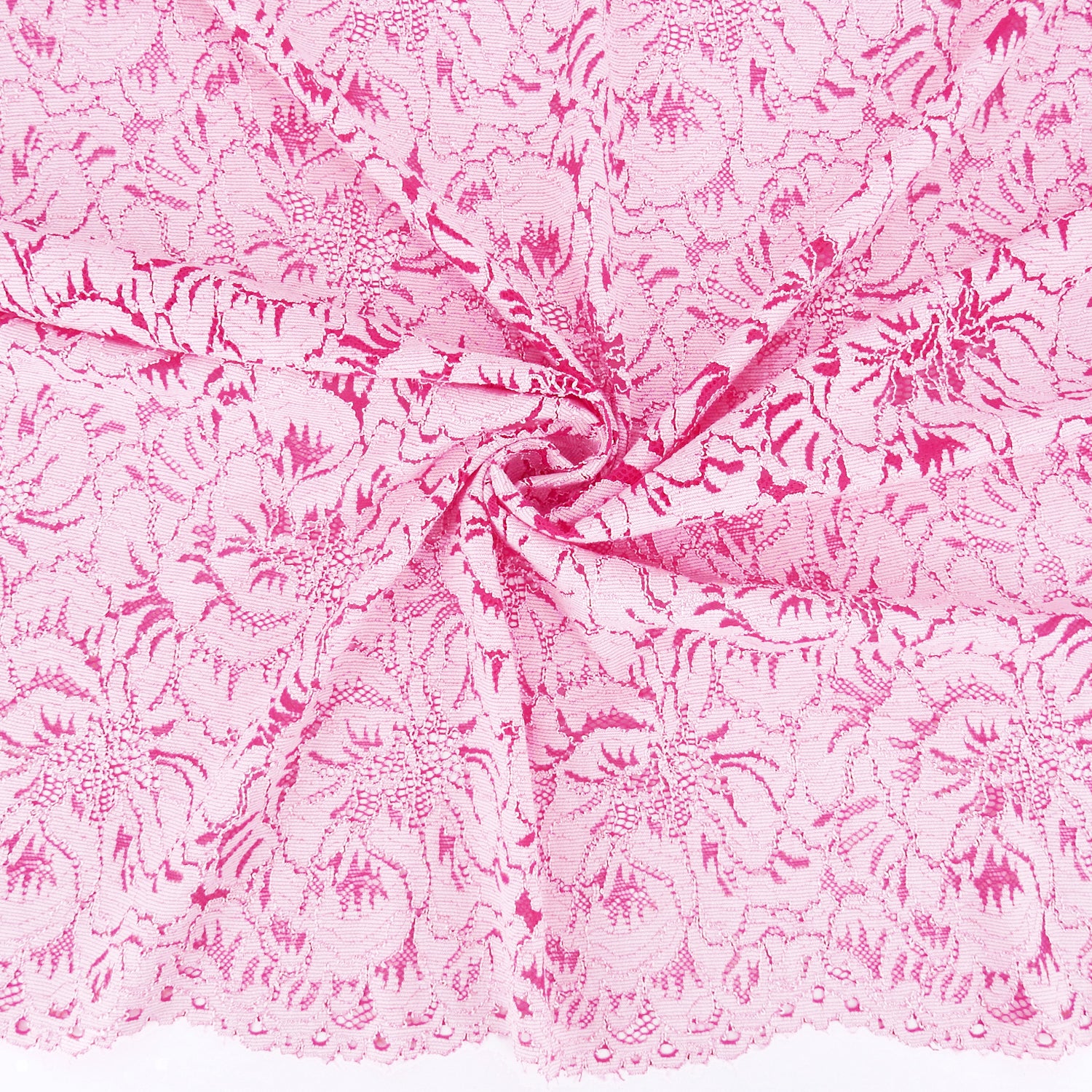 Double Scalloped Klauber Lace Fabric 9739 Raspberry