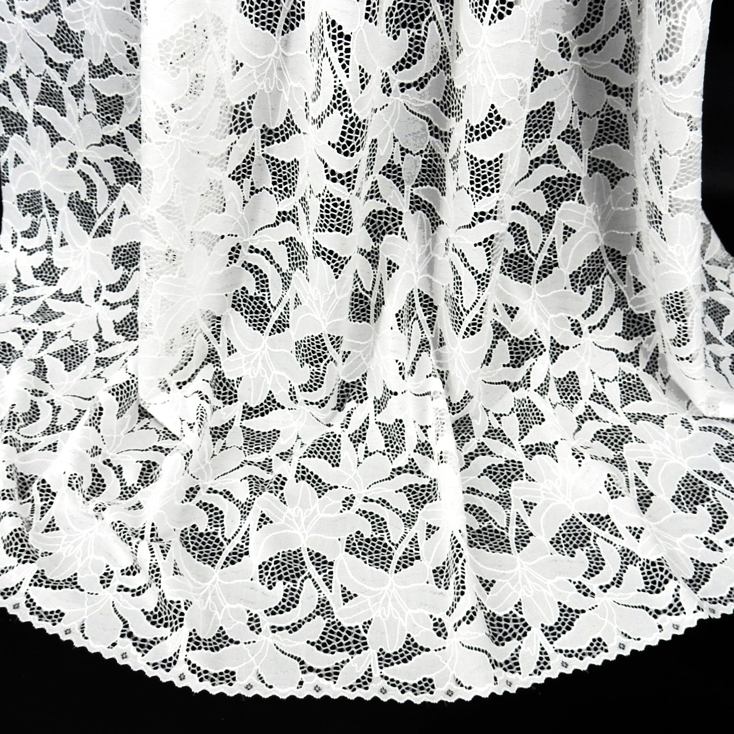 Embroidered Double Sided Border Stretch Klauber Lace Fabric 9807 P.F.D.