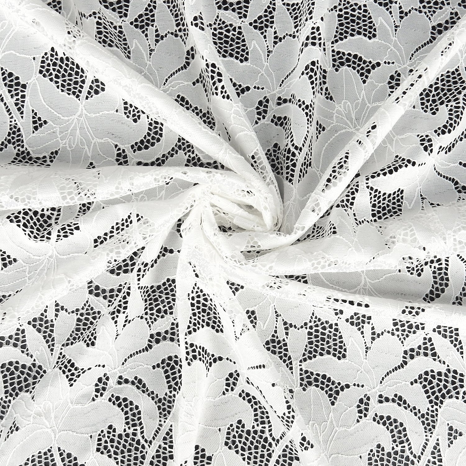 Embroidered Double Sided Border Stretch Klauber Lace Fabric 9807 P.F.D.